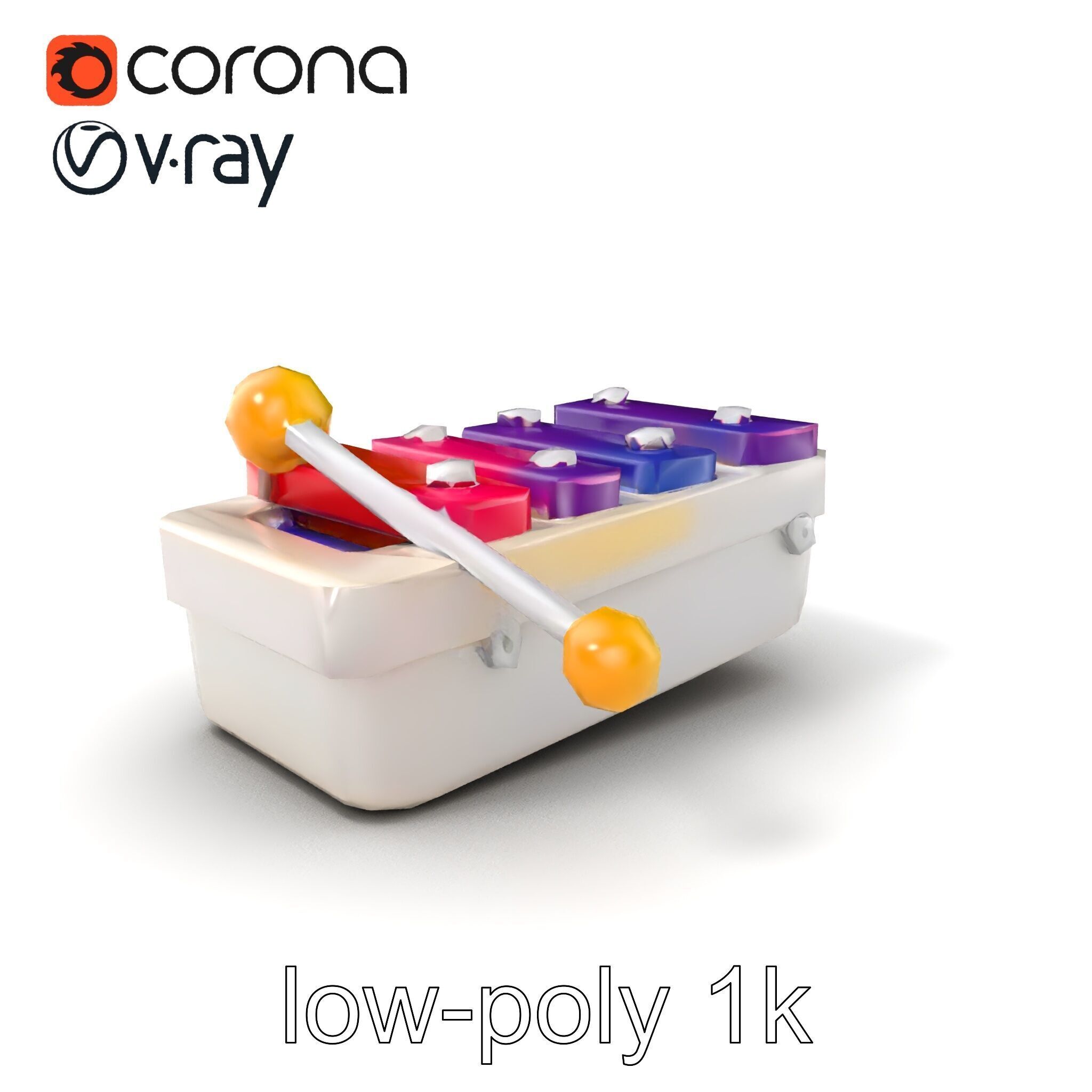 Soft-Touch Plastic Xylophone Kids Model Pack Low-poly 3D model_4