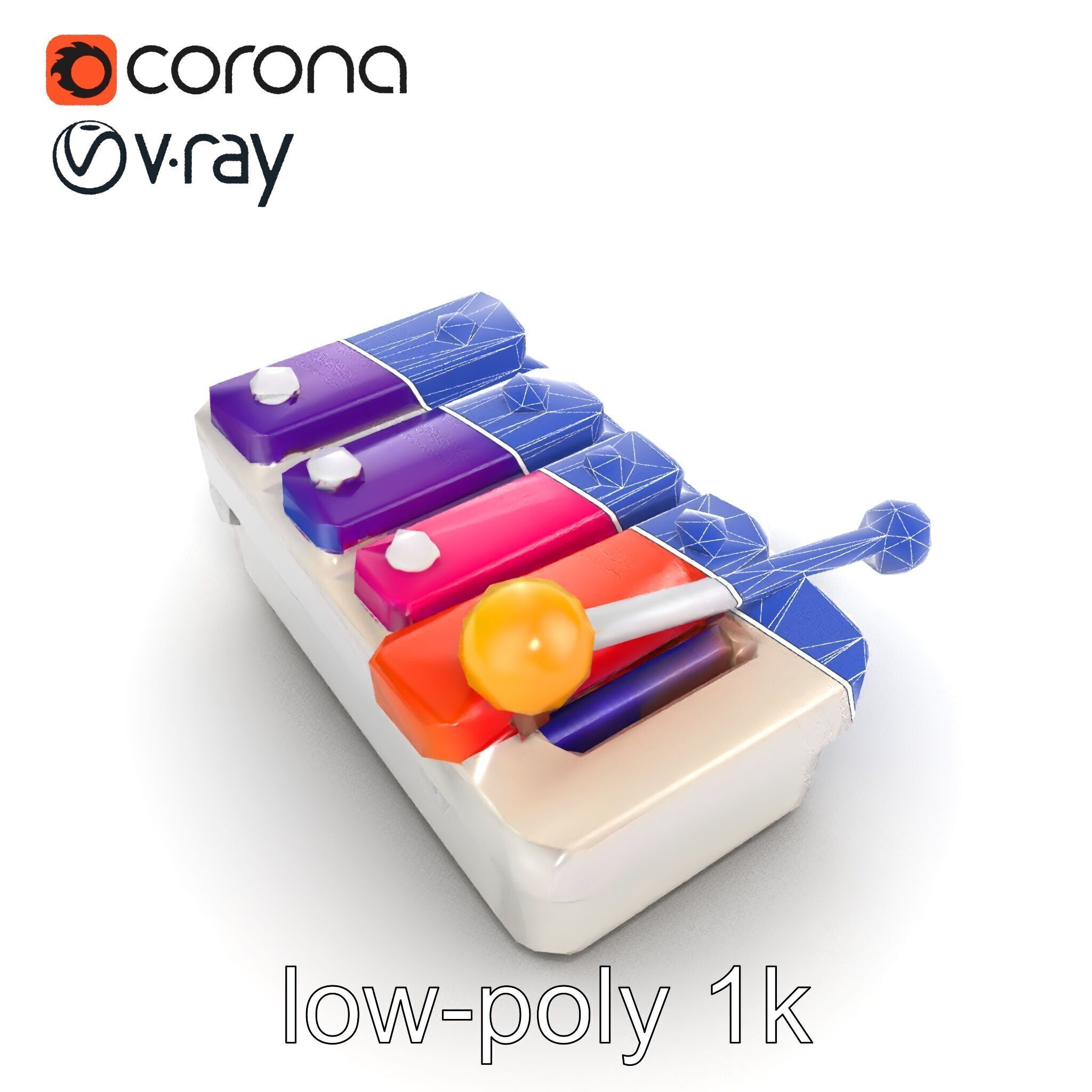 Soft-Touch Plastic Xylophone Kids Model Pack Low-poly 3D model_23