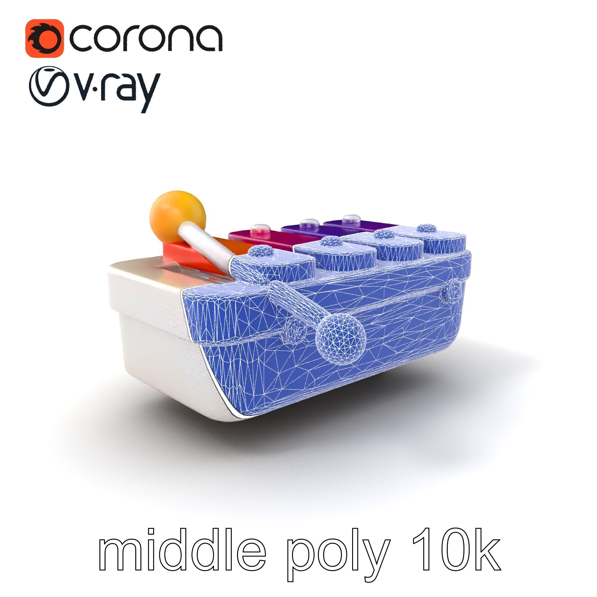 Soft-Touch Plastic Xylophone Kids Model Pack Low-poly 3D model_5