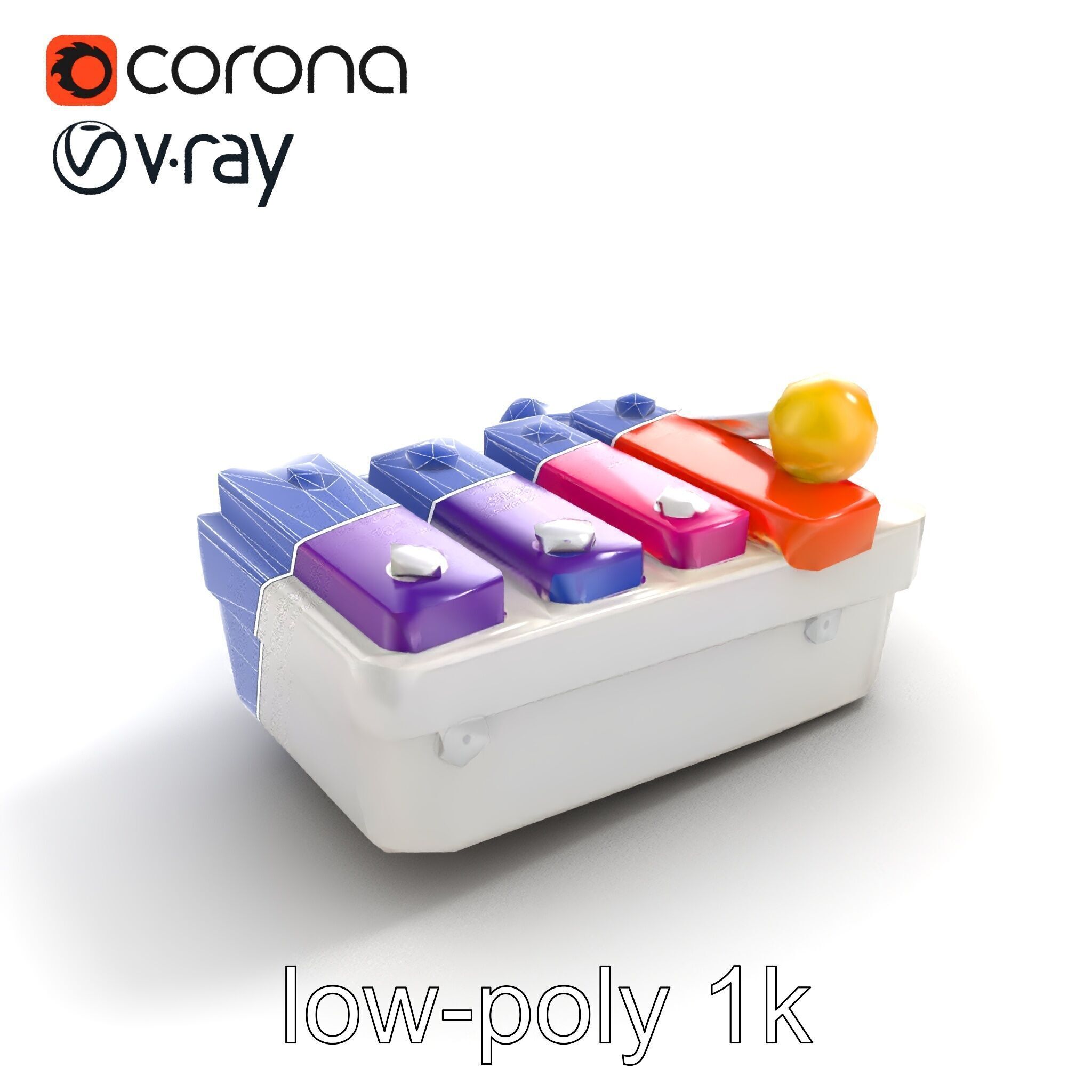 Soft-Touch Plastic Xylophone Kids Model Pack Low-poly 3D model_27