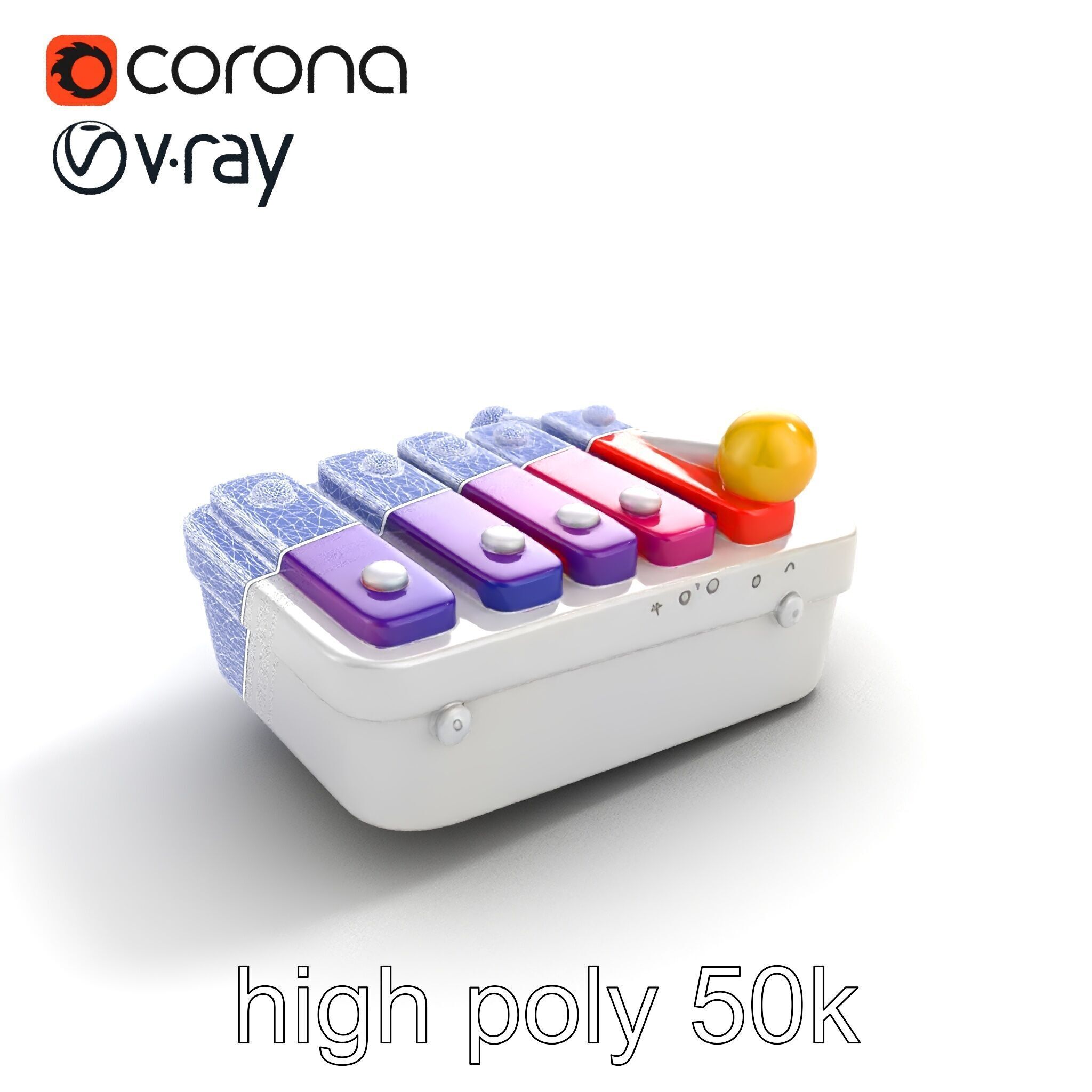 Soft-Touch Plastic Xylophone Kids Model Pack Low-poly 3D model_10