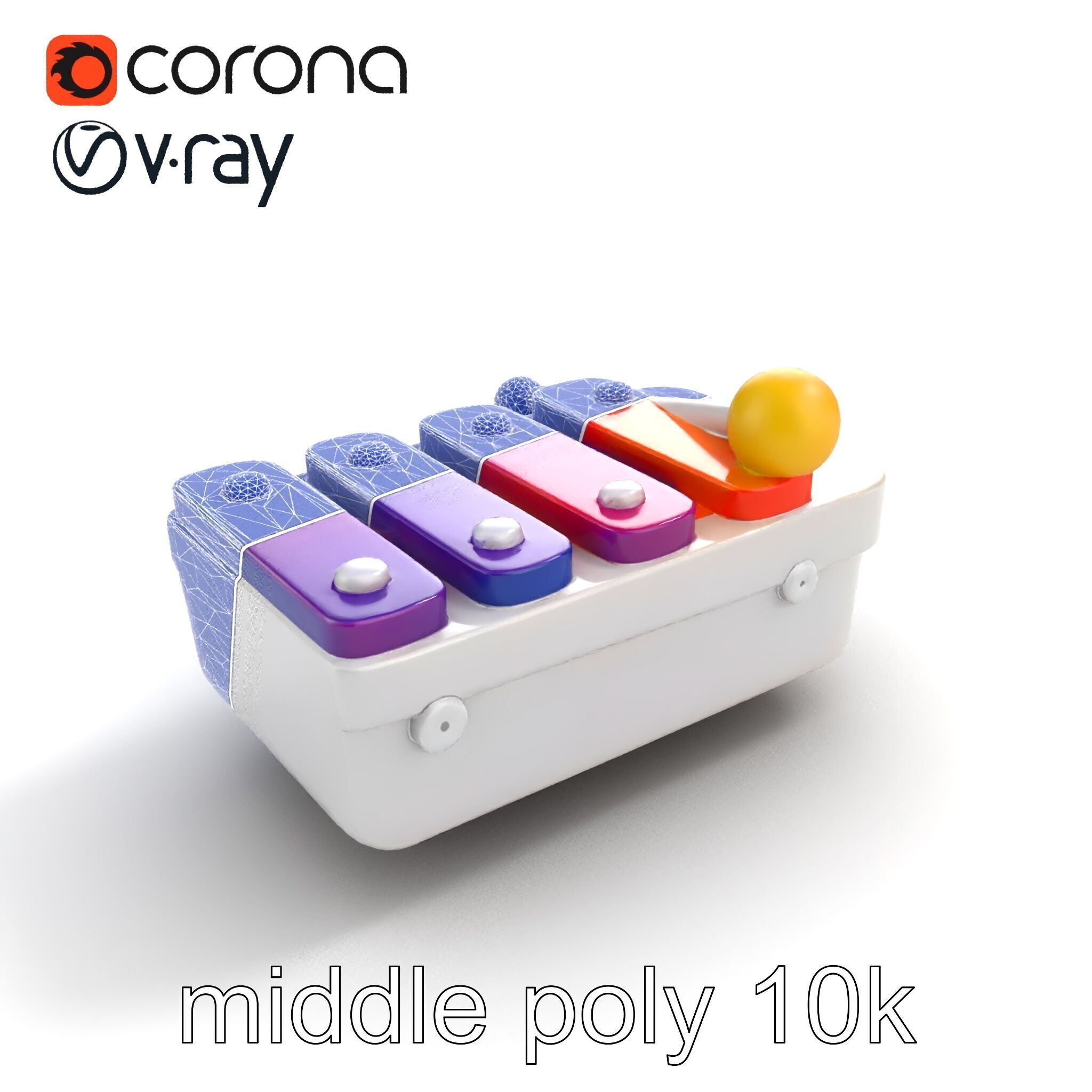 Soft-Touch Plastic Xylophone Kids Model Pack Low-poly 3D model_11