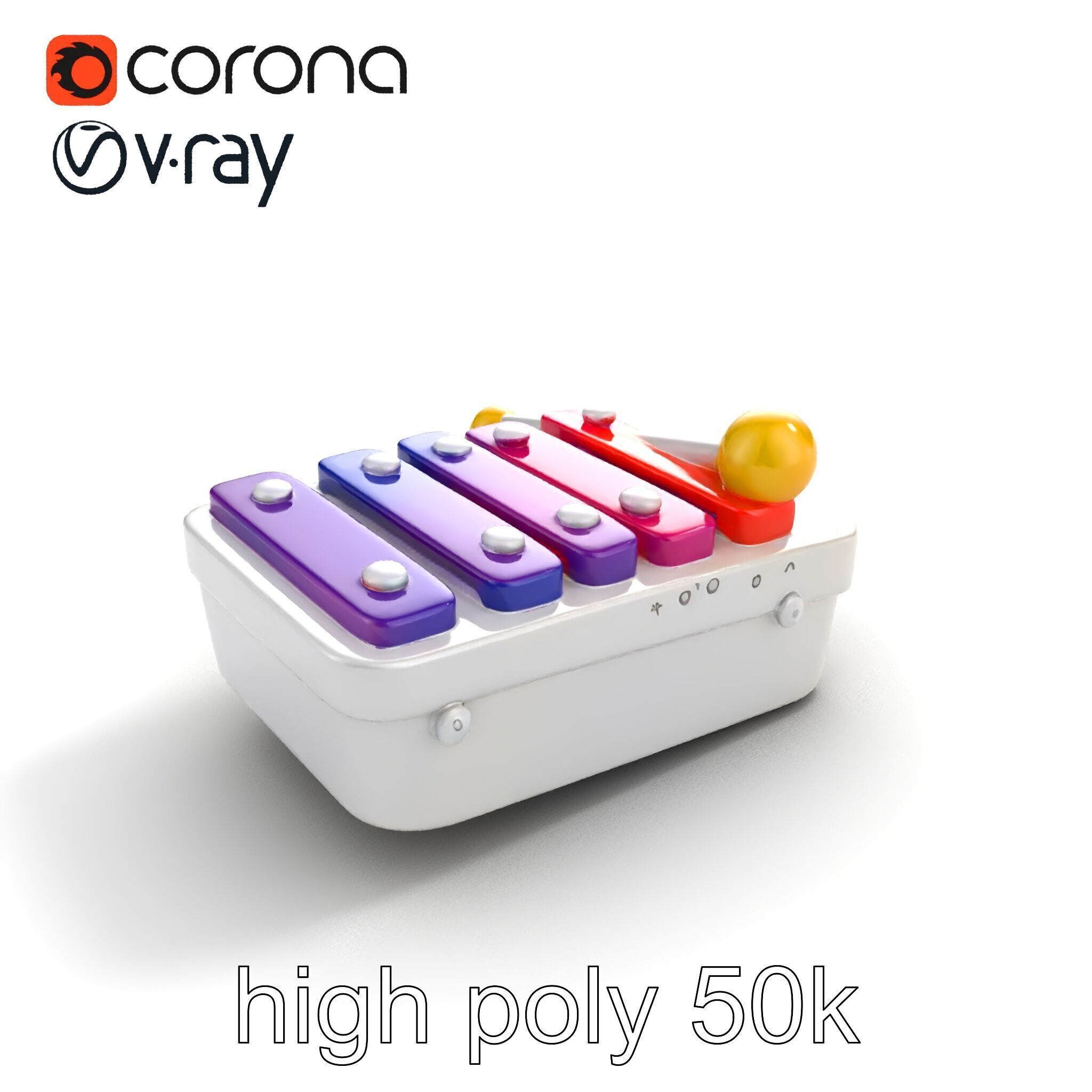 Soft-Touch Plastic Xylophone Kids Model Pack Low-poly 3D model_9