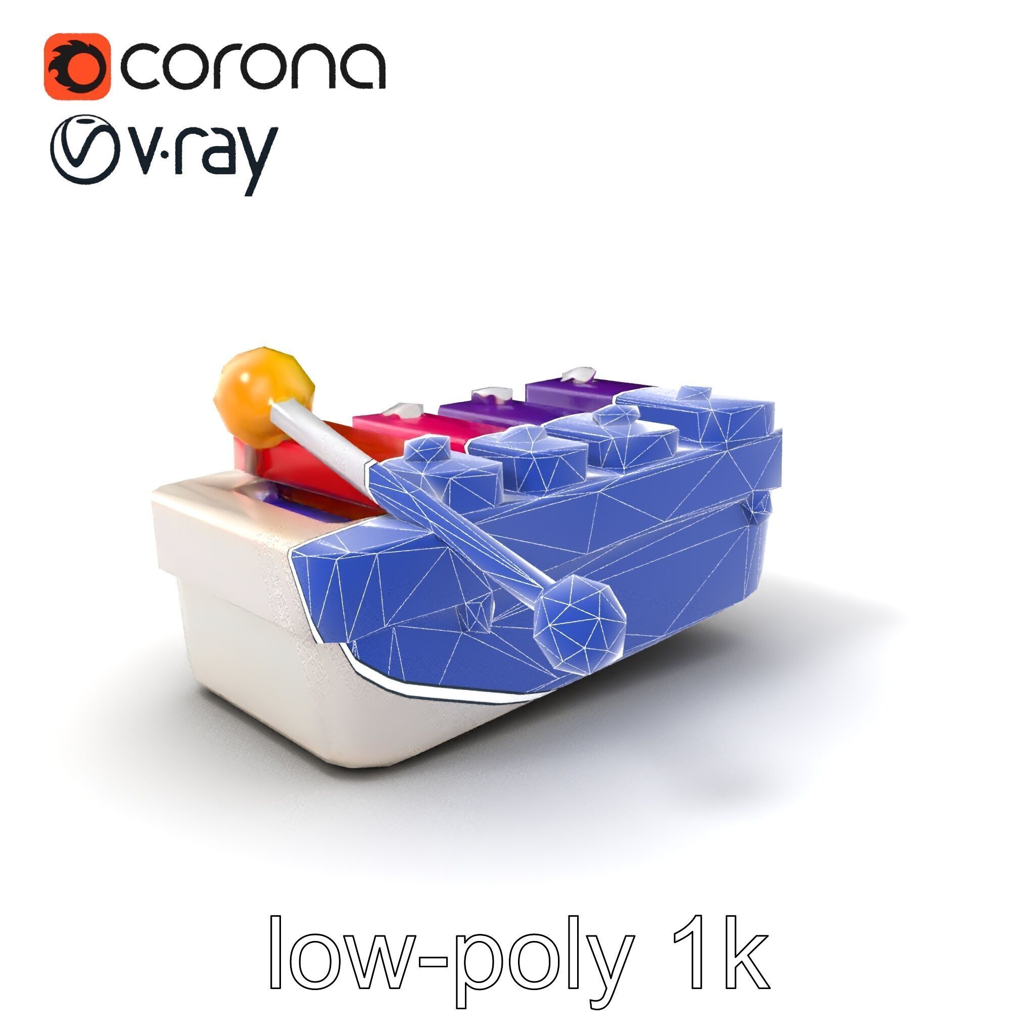 Soft-Touch Plastic Xylophone Kids Model Pack Low-poly 3D model_6