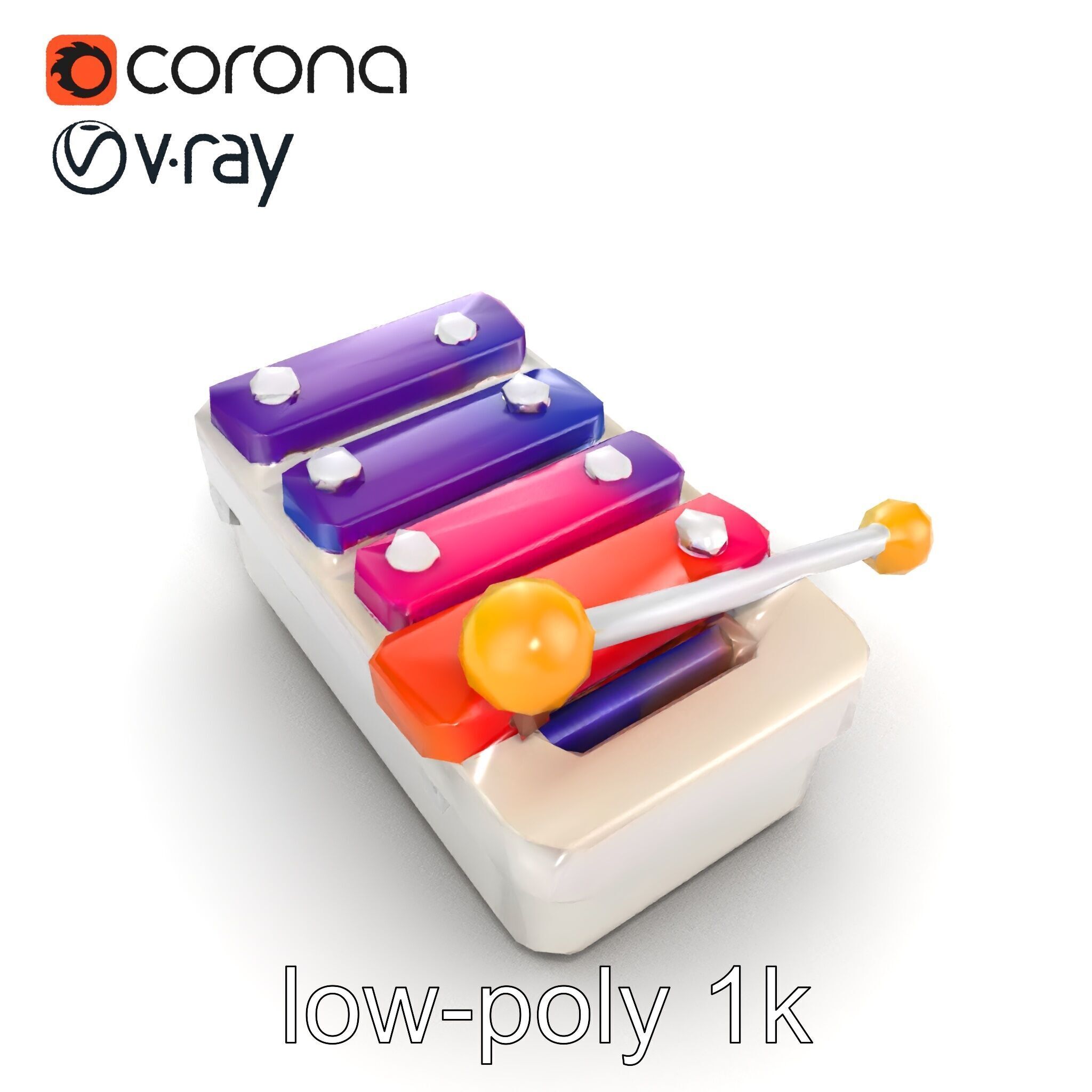 Soft-Touch Plastic Xylophone Kids Model Pack Low-poly 3D model_26