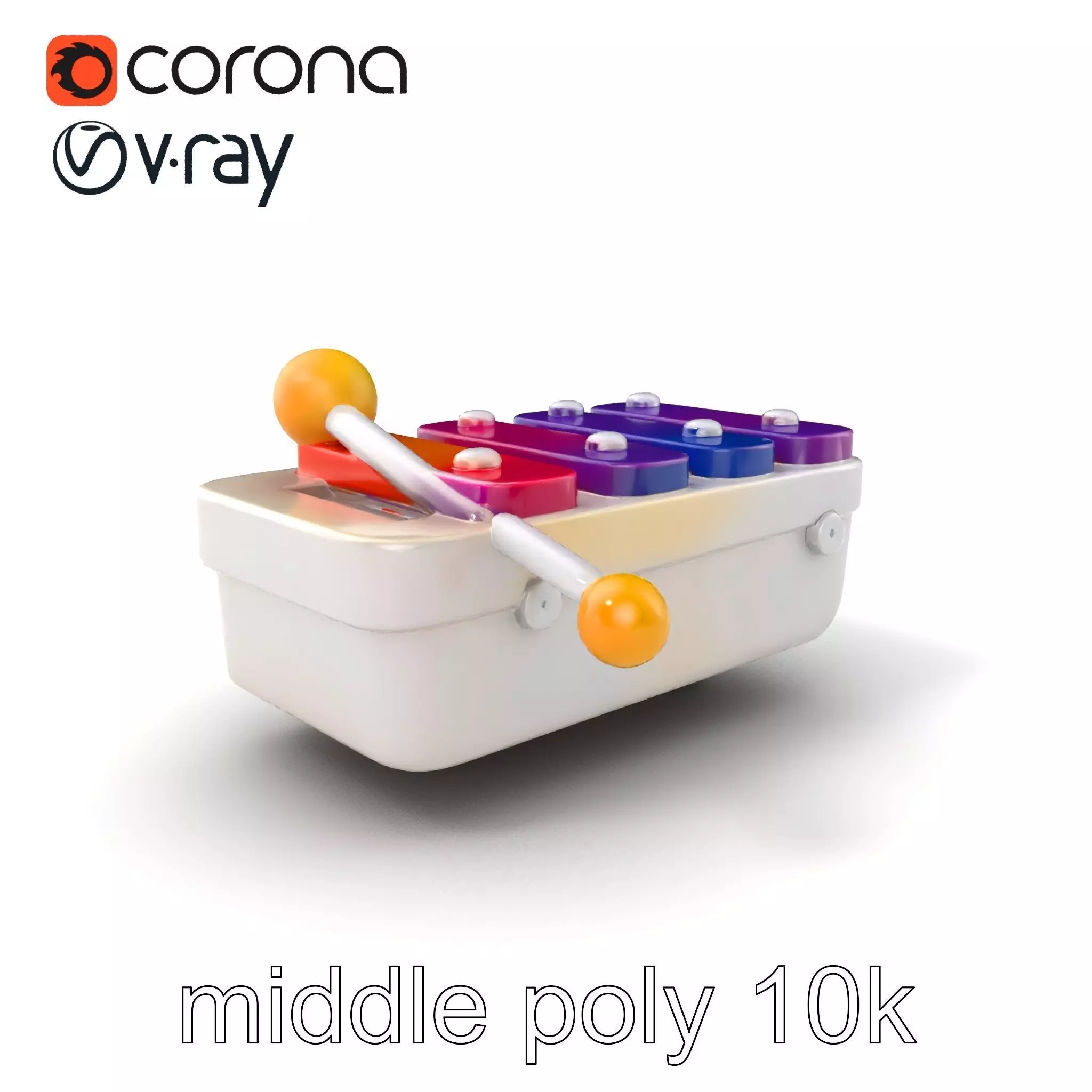 Soft-Touch Plastic Xylophone Kids Model Pack Low-poly 3D model_0