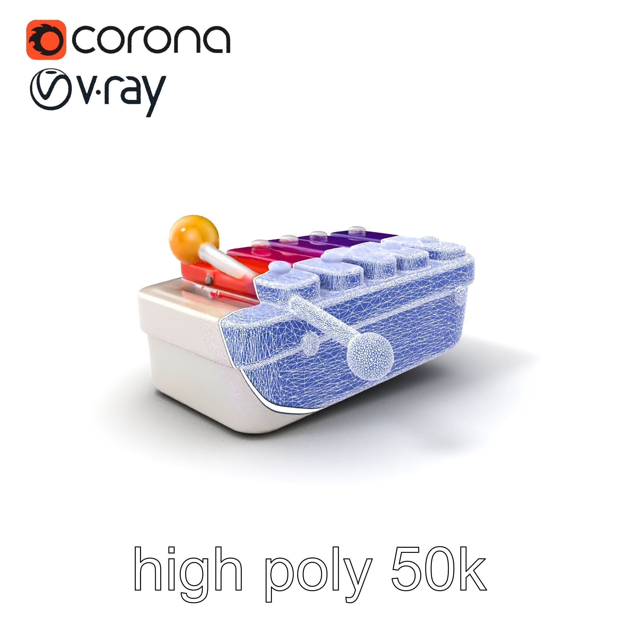 Soft-Touch Plastic Xylophone Kids Model Pack Low-poly 3D model_1