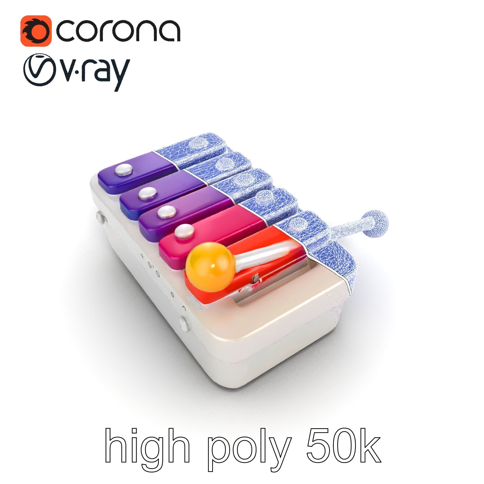 Soft-Touch Plastic Xylophone Kids Model Pack Low-poly 3D model_30