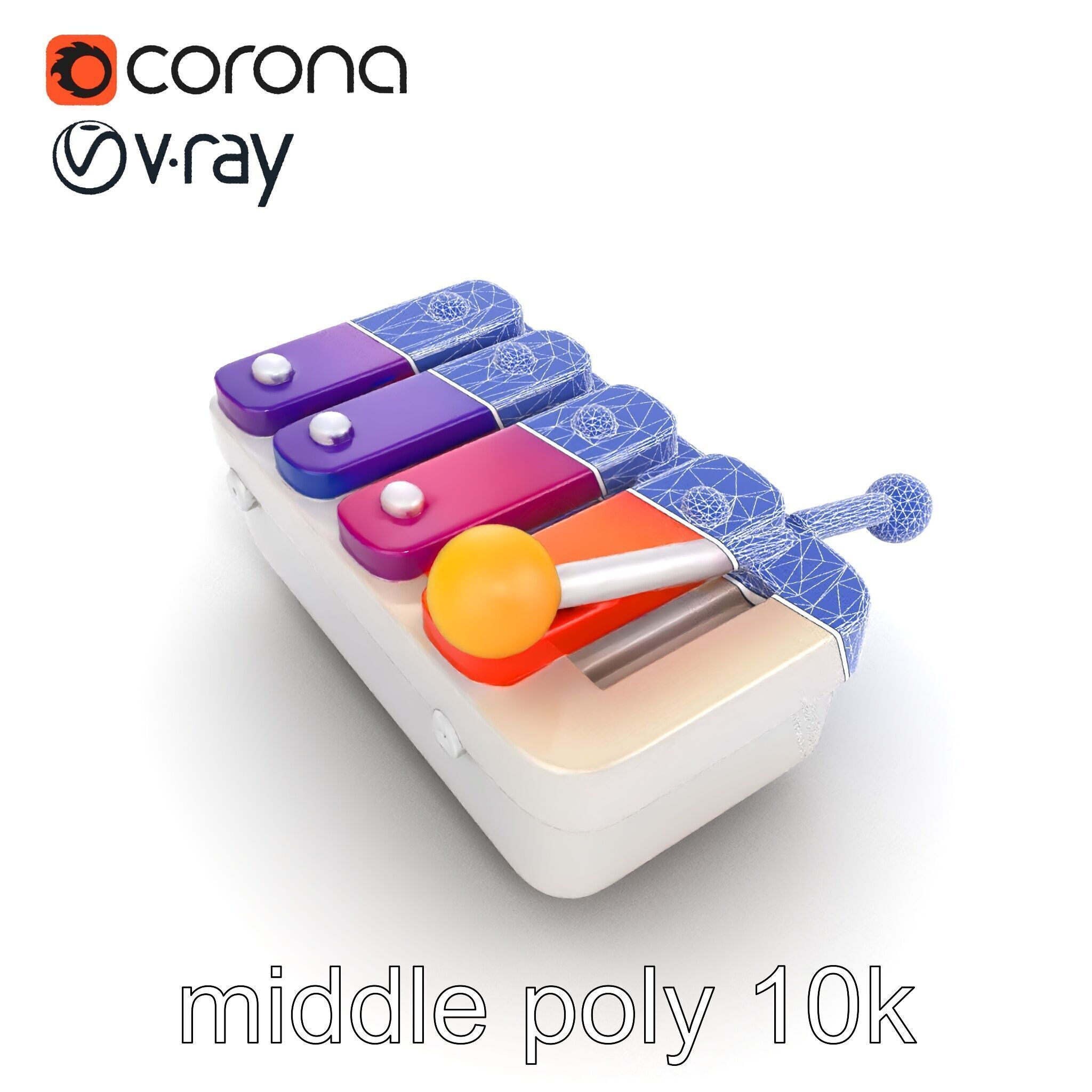 Soft-Touch Plastic Xylophone Kids Model Pack Low-poly 3D model_16