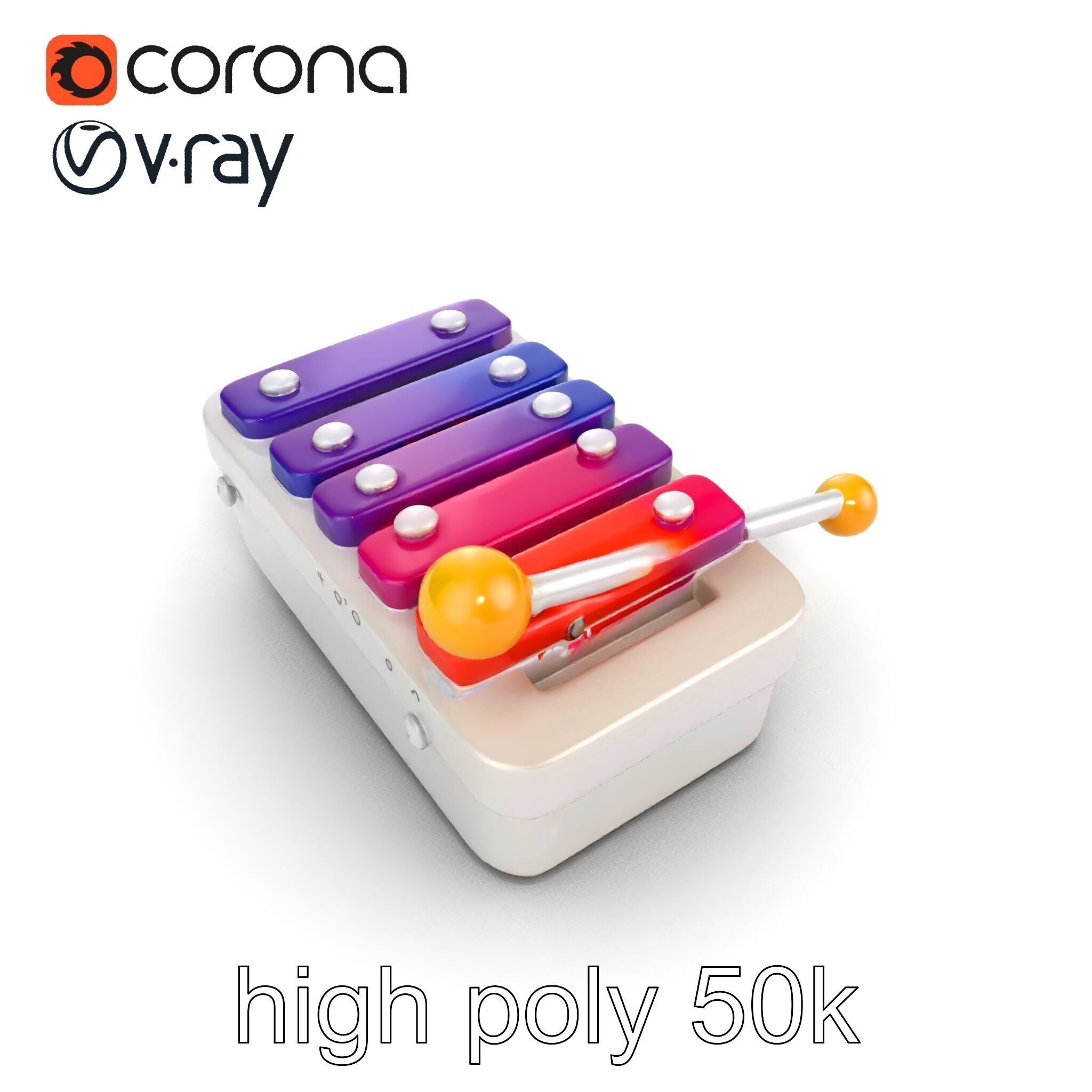 Soft-Touch Plastic Xylophone Kids Model Pack Low-poly 3D model_24