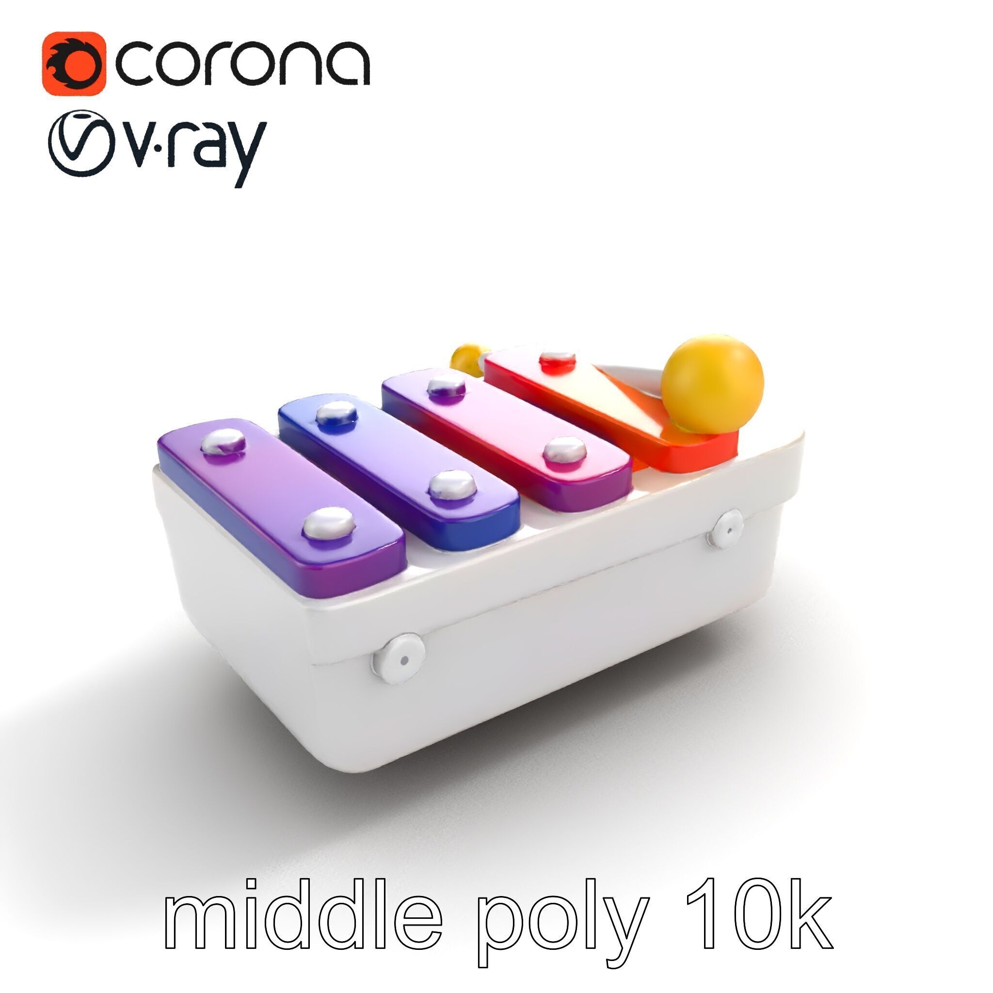 Soft-Touch Plastic Xylophone Kids Model Pack Low-poly 3D model_7
