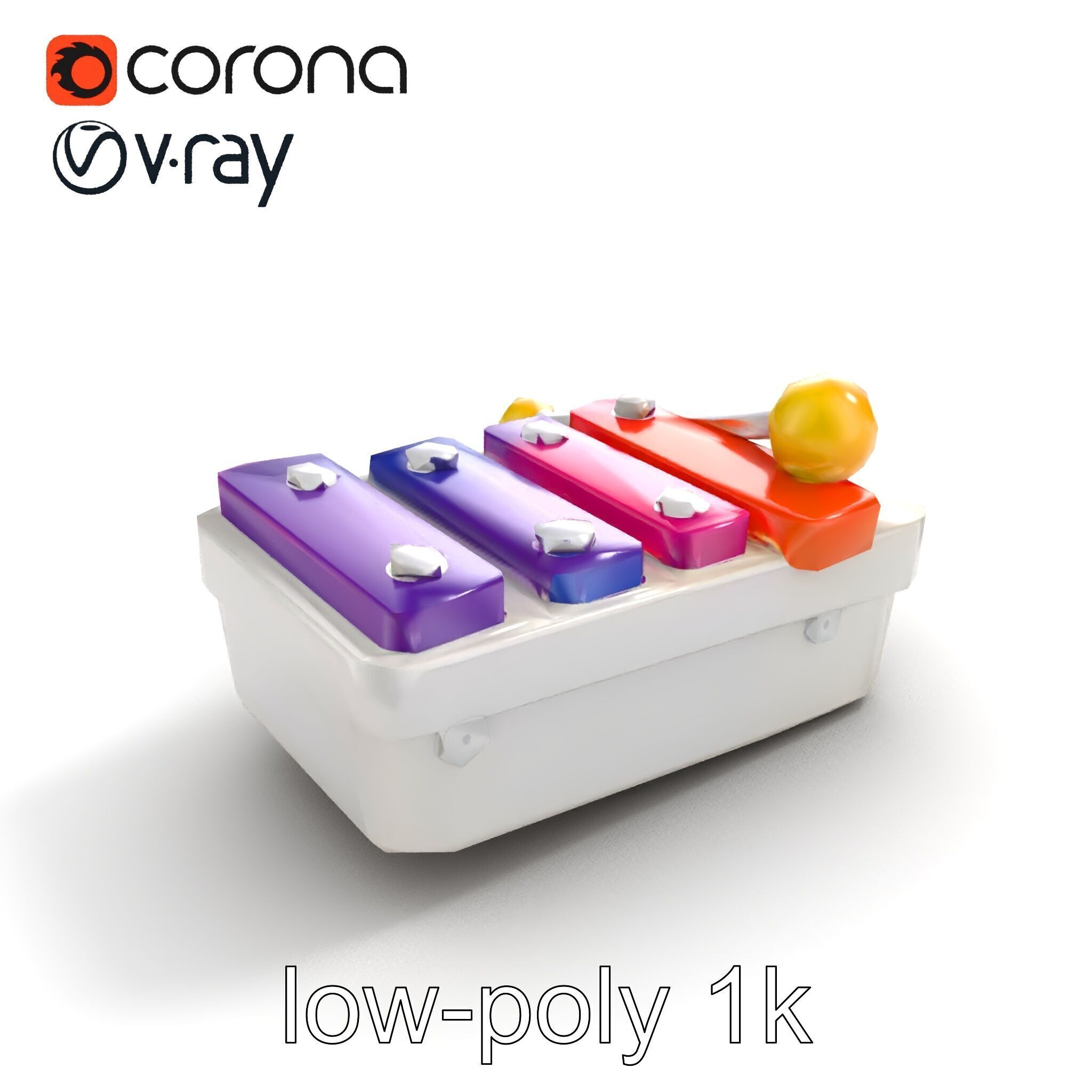 Soft-Touch Plastic Xylophone Kids Model Pack Low-poly 3D model_8