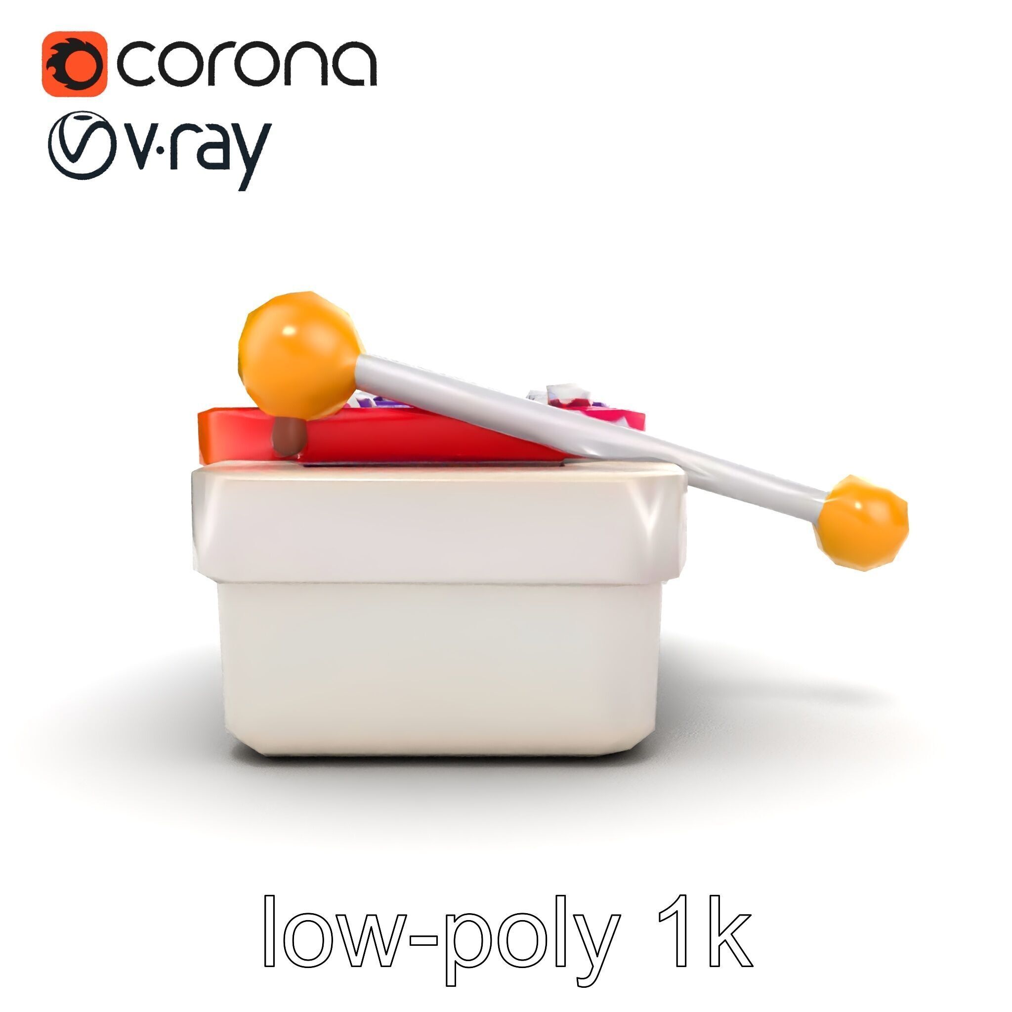 Soft-Touch Plastic Xylophone Kids Model Pack Low-poly 3D model_17