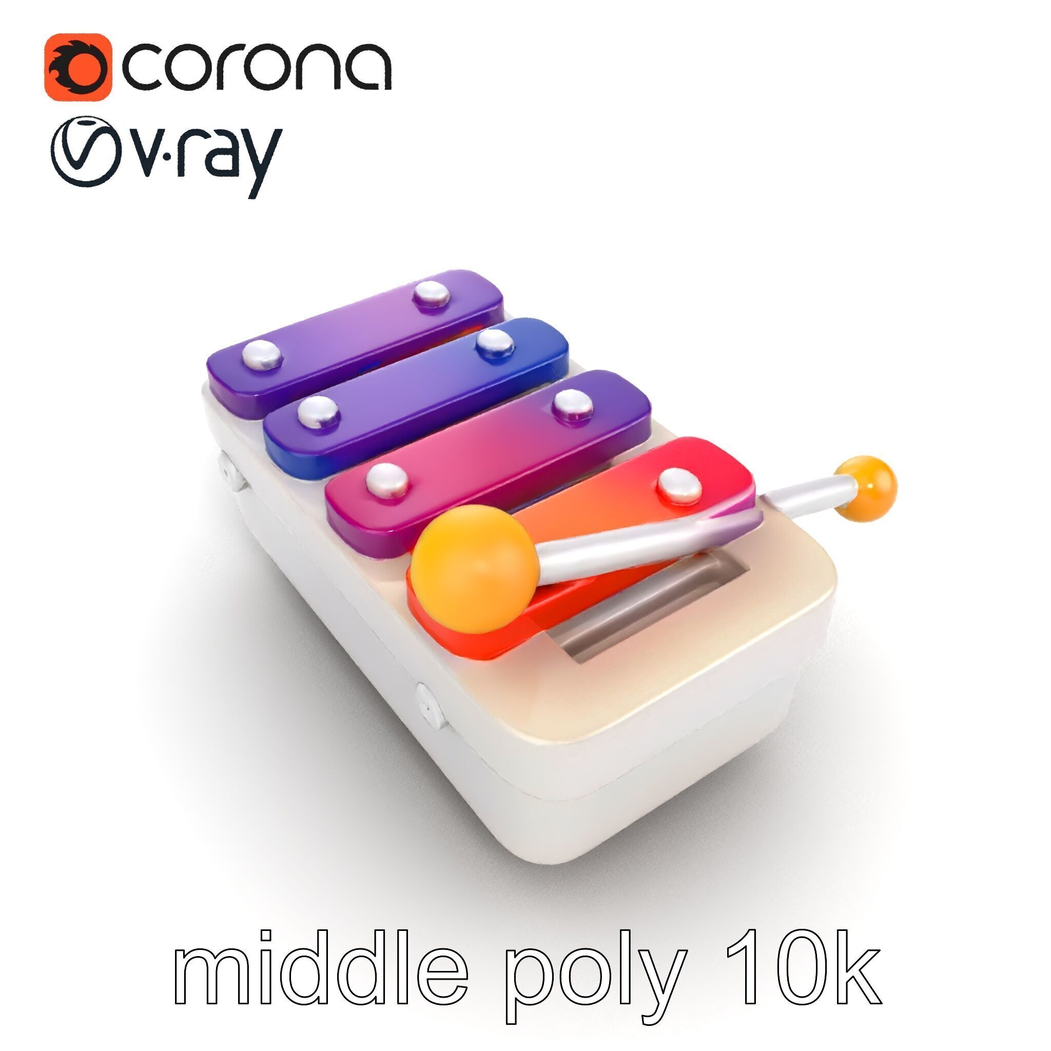 Soft-Touch Plastic Xylophone Kids Model Pack Low-poly 3D model_21