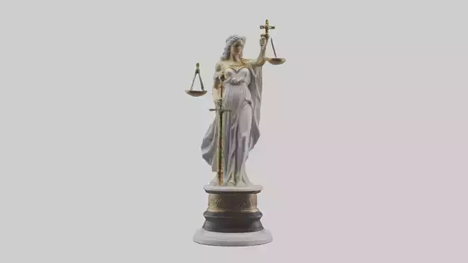 Regal Statue of Justice model Low-poly 3D model