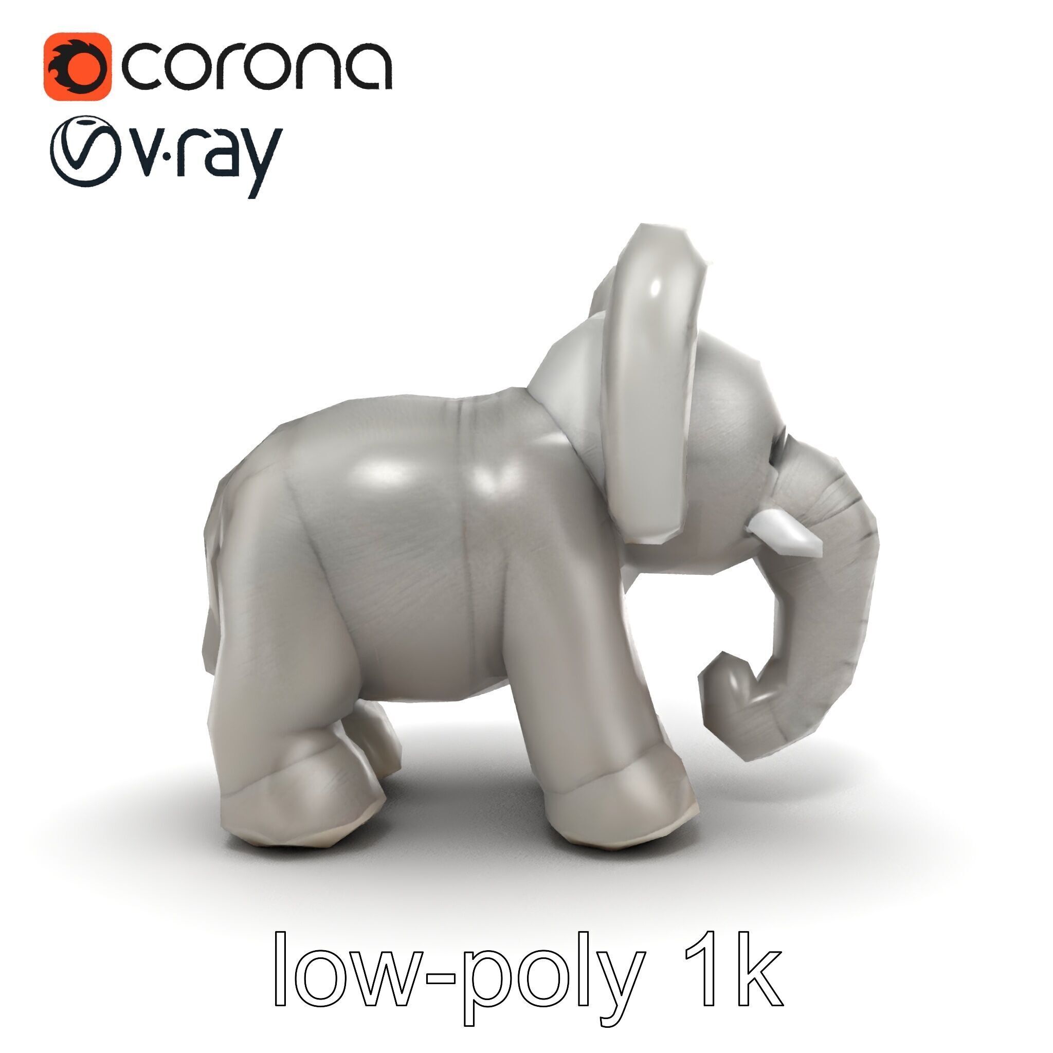 Plush Elephant Toy with Oversized Ears model pack Low-poly 3D model_26
