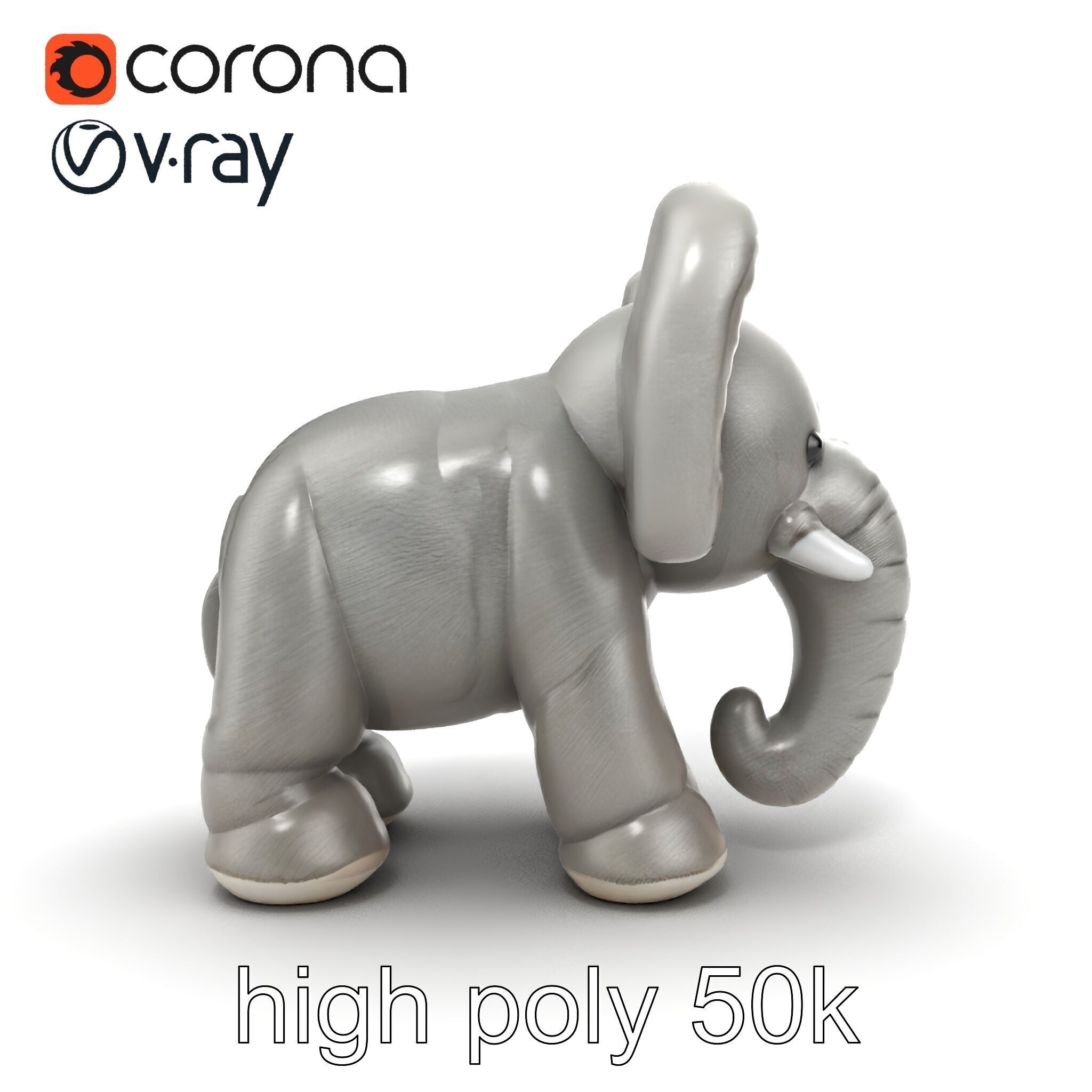 Plush Elephant Toy with Oversized Ears model pack Low-poly 3D model_18