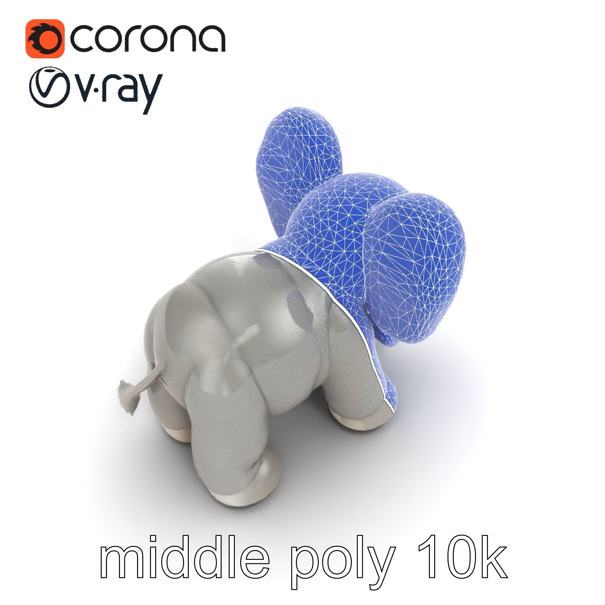 Plush Elephant Toy with Oversized Ears model pack Low-poly 3D model_16