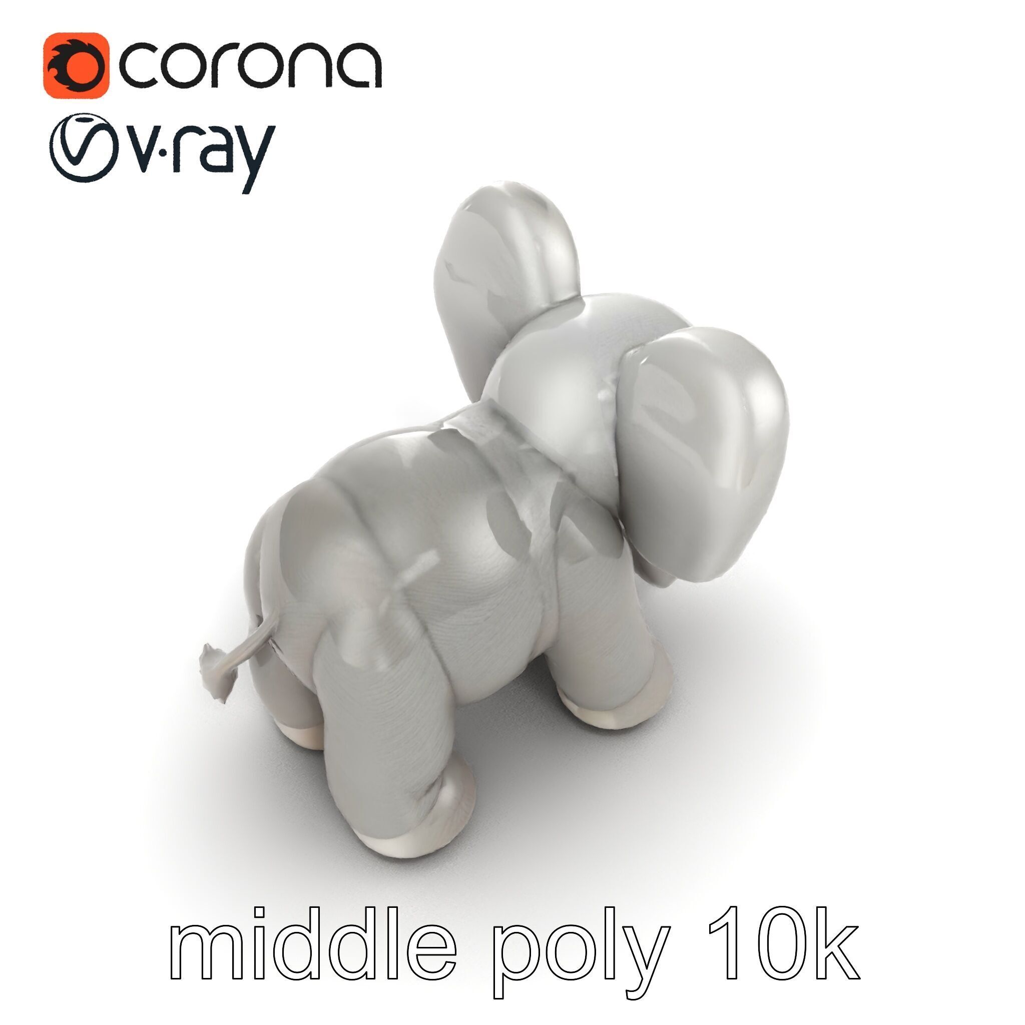 Plush Elephant Toy with Oversized Ears model pack Low-poly 3D model_10