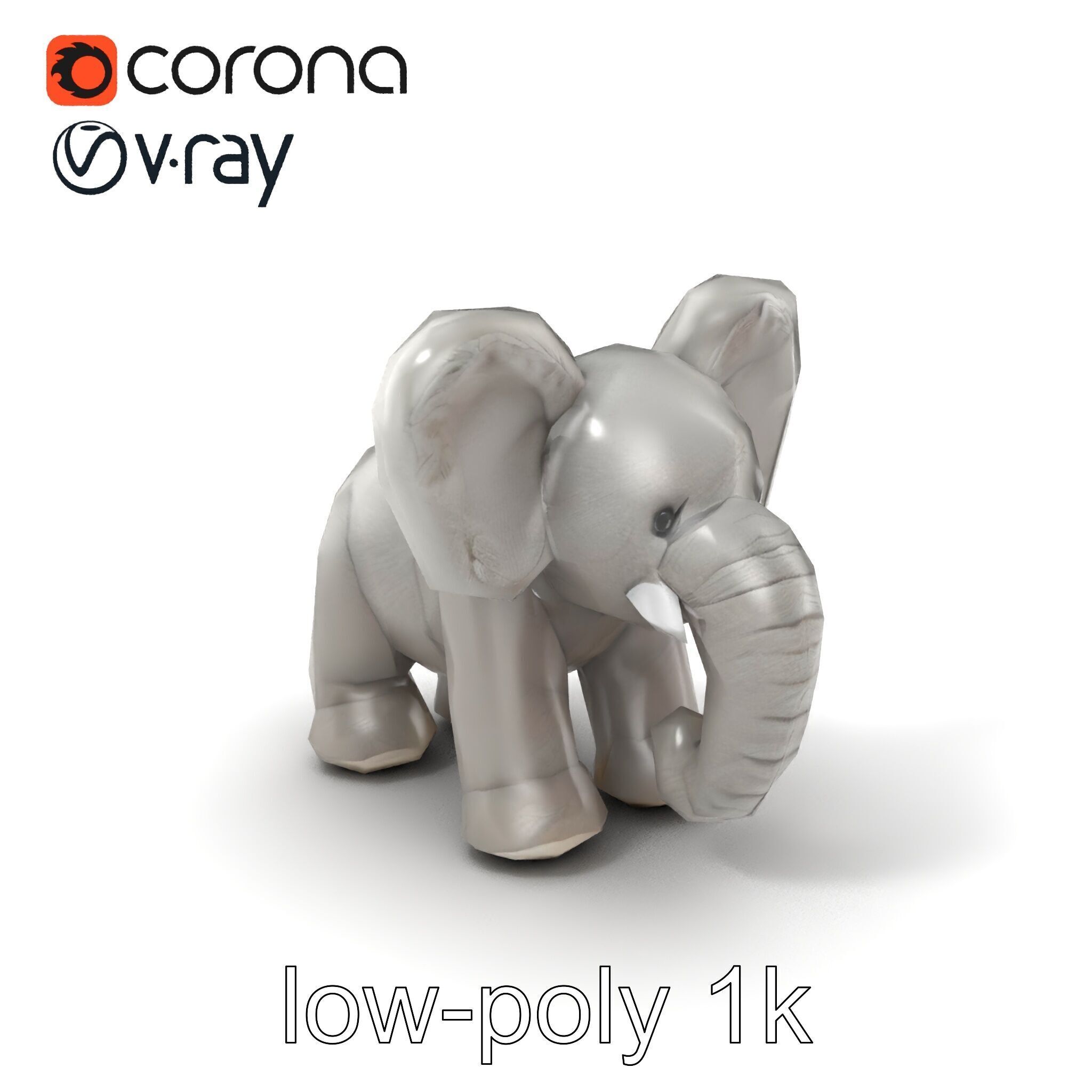 Plush Elephant Toy with Oversized Ears model pack Low-poly 3D model_4