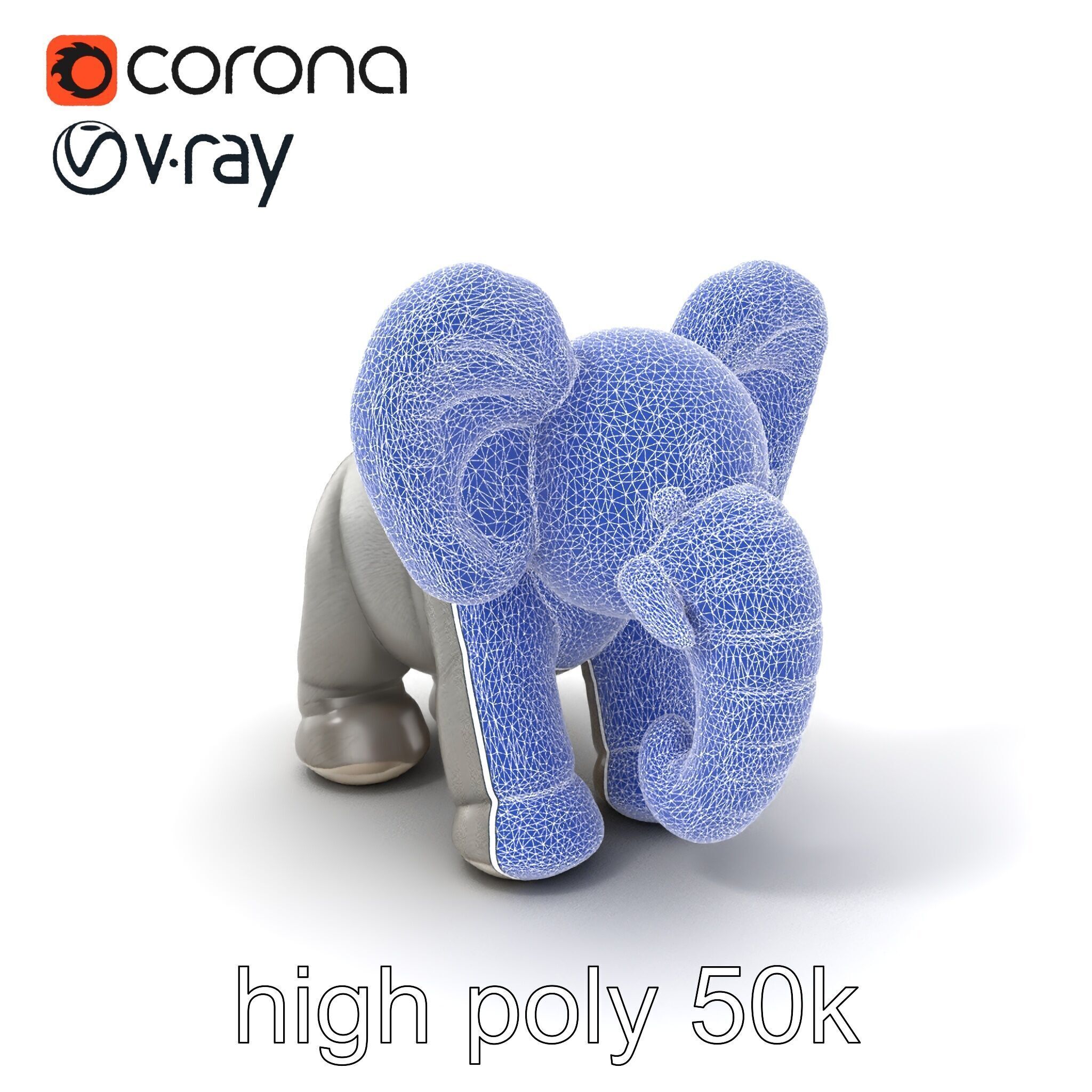 Plush Elephant Toy with Oversized Ears model pack Low-poly 3D model_1