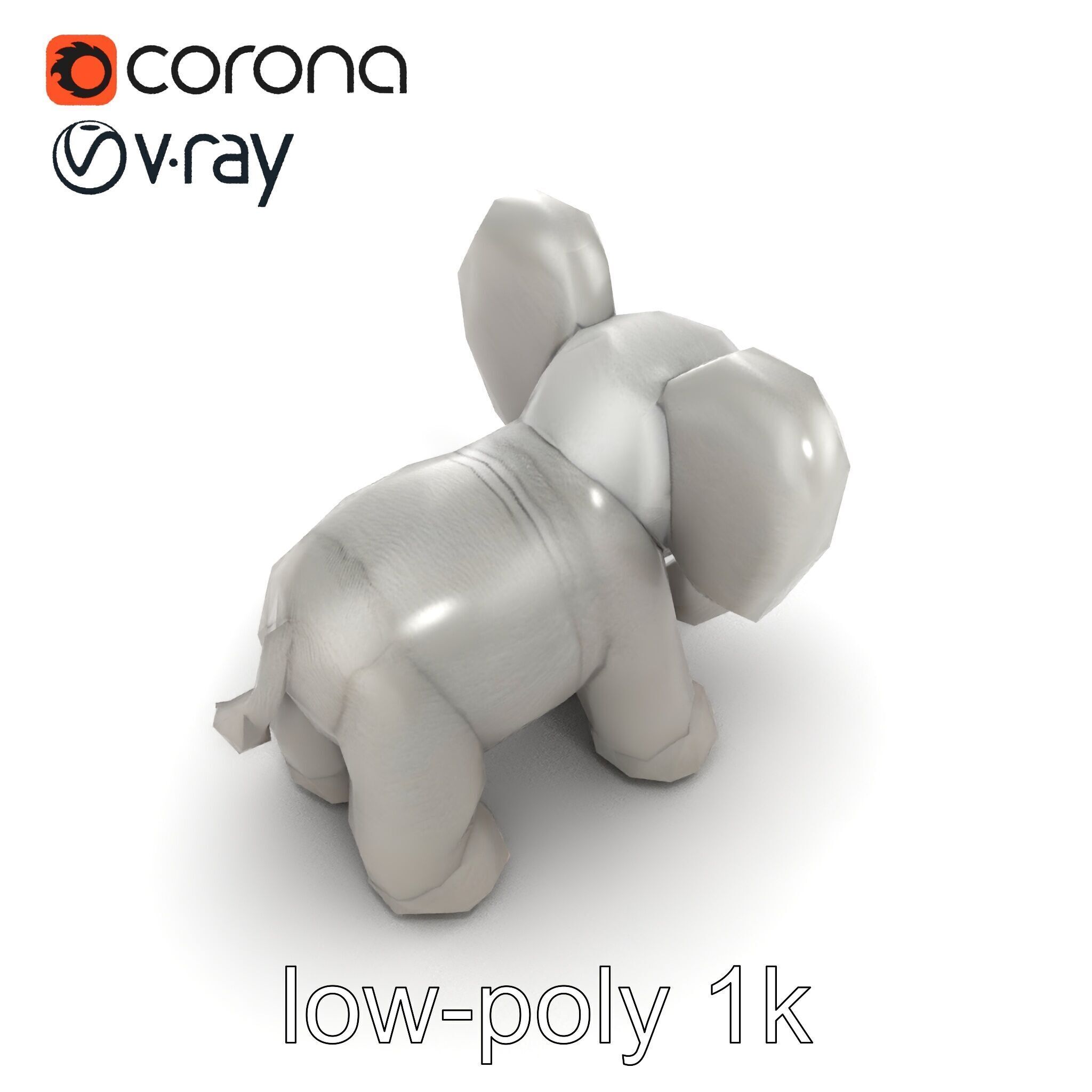 Plush Elephant Toy with Oversized Ears model pack Low-poly 3D model_11