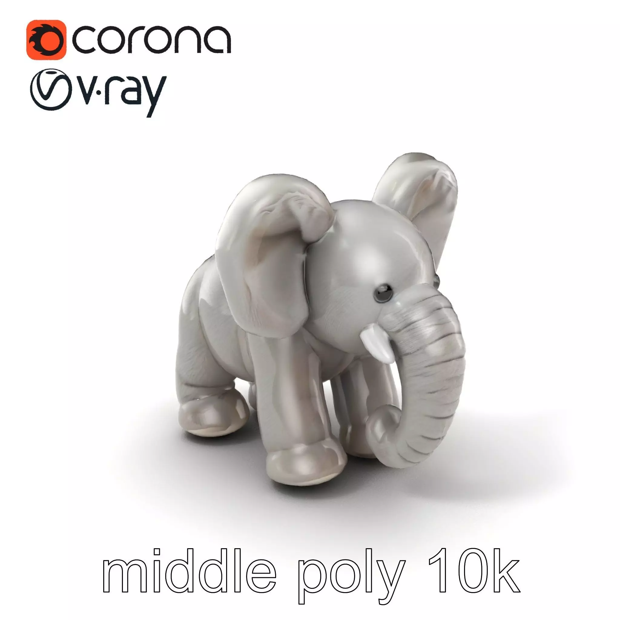 Plush Elephant Toy with Oversized Ears model pack Low-poly 3D model_0