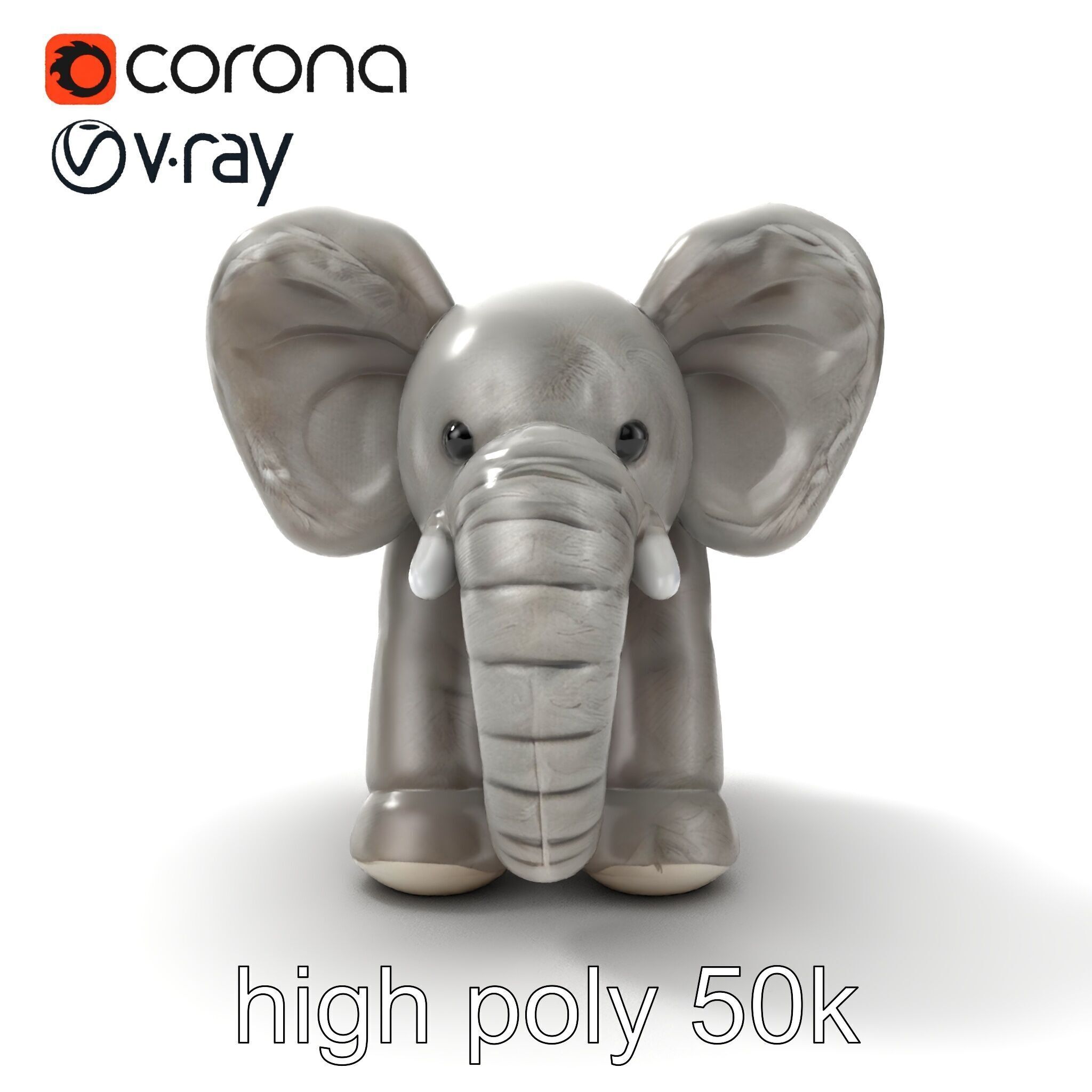 Plush Elephant Toy with Oversized Ears model pack Low-poly 3D model_24