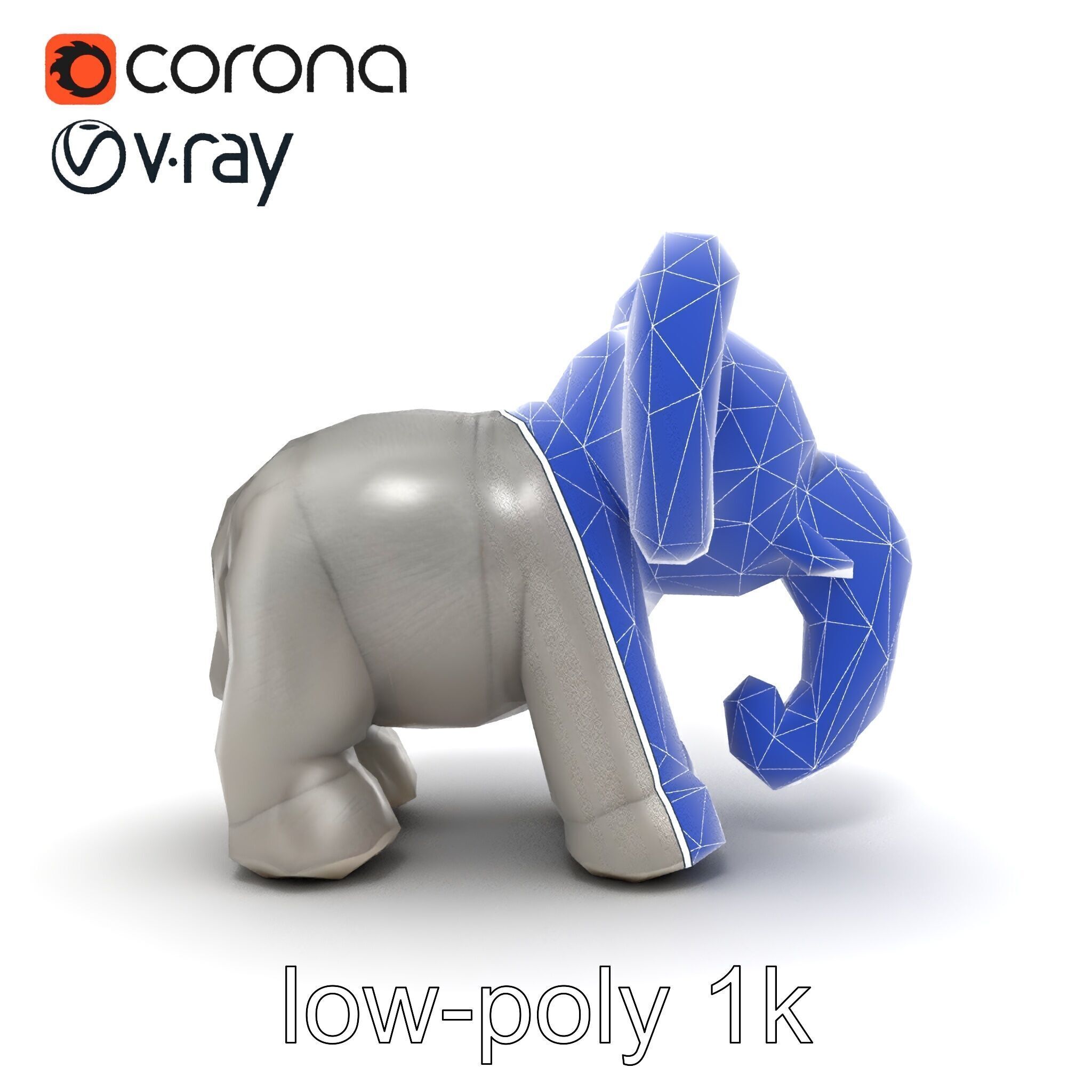 Plush Elephant Toy with Oversized Ears model pack Low-poly 3D model_15
