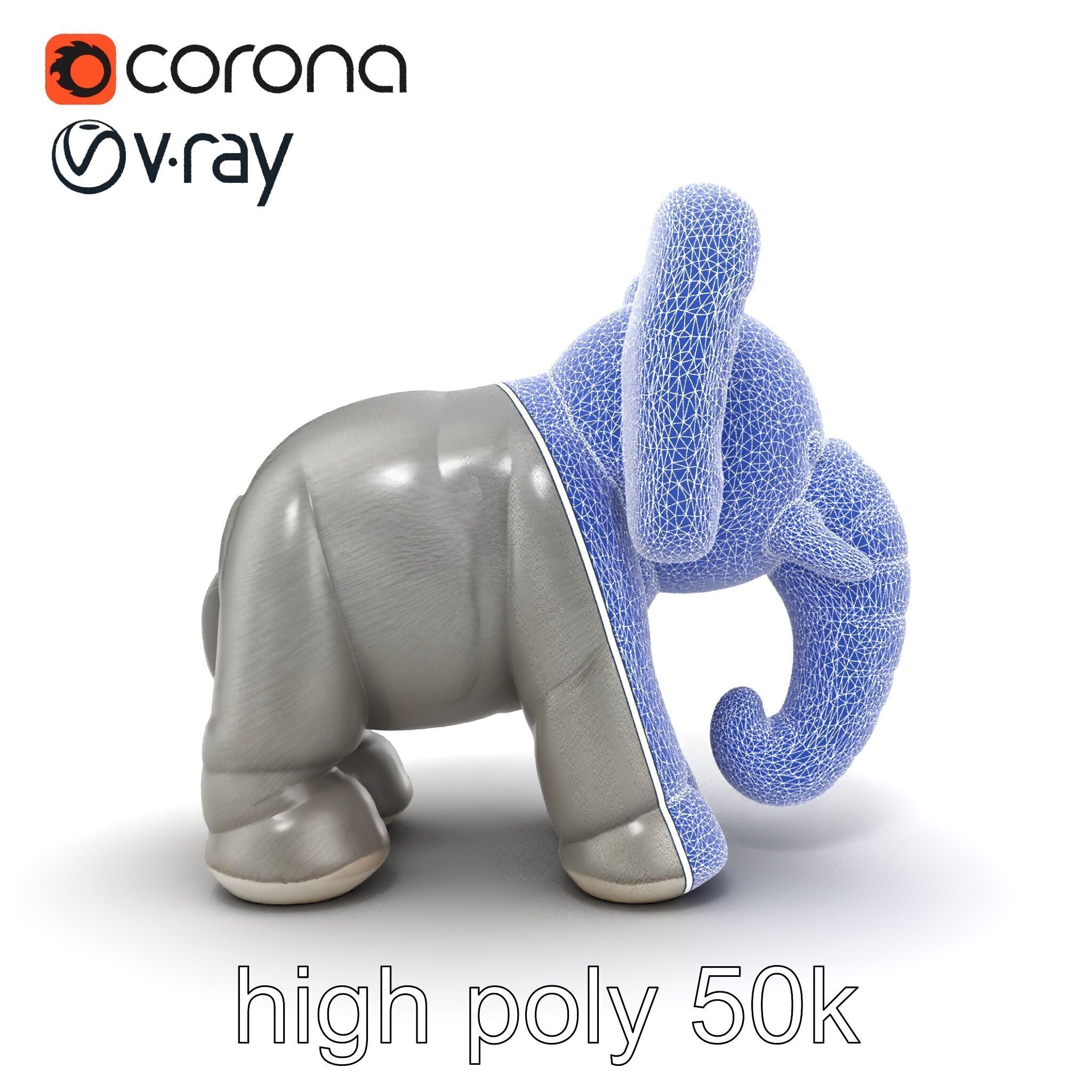Plush Elephant Toy with Oversized Ears model pack Low-poly 3D model_28