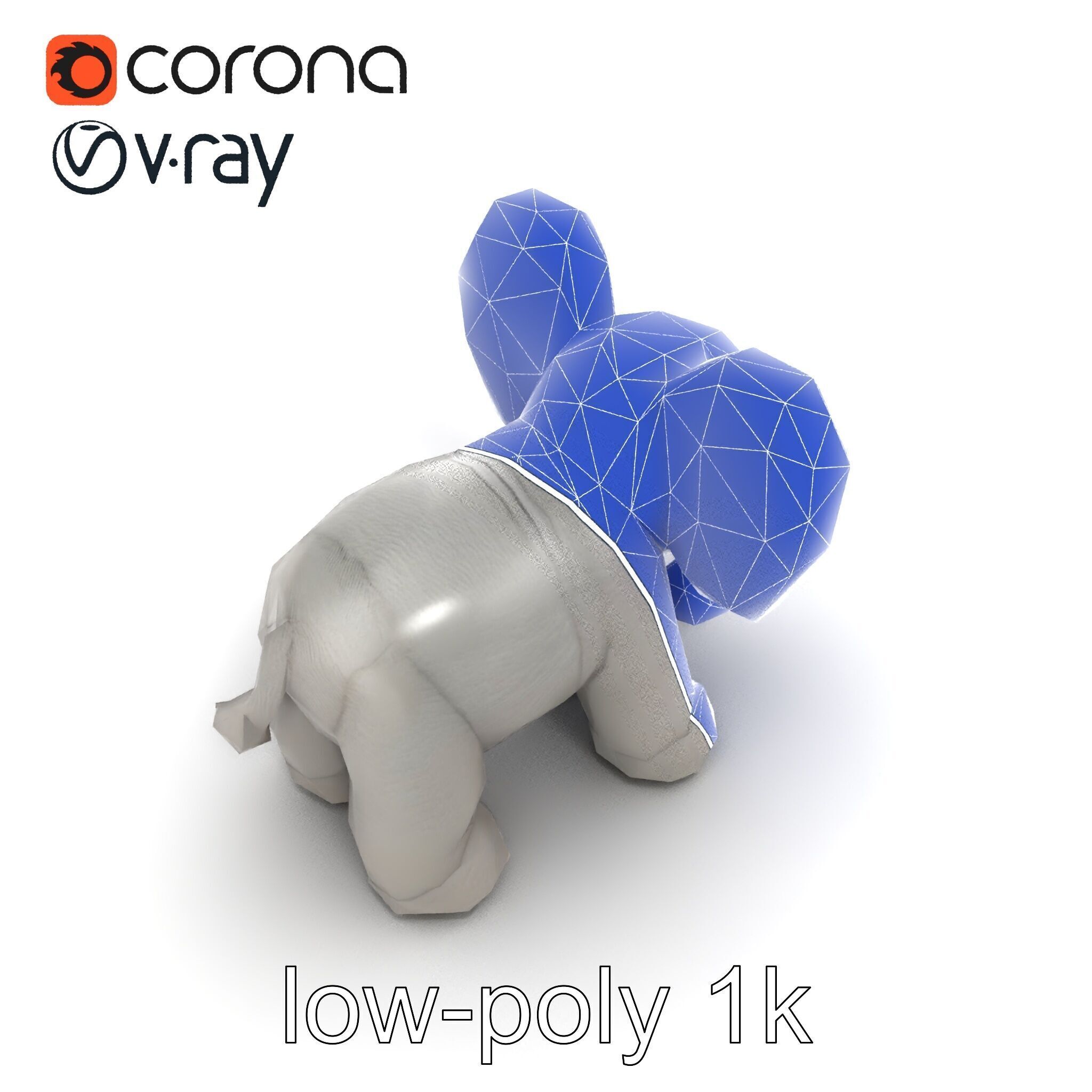 Plush Elephant Toy with Oversized Ears model pack Low-poly 3D model_13