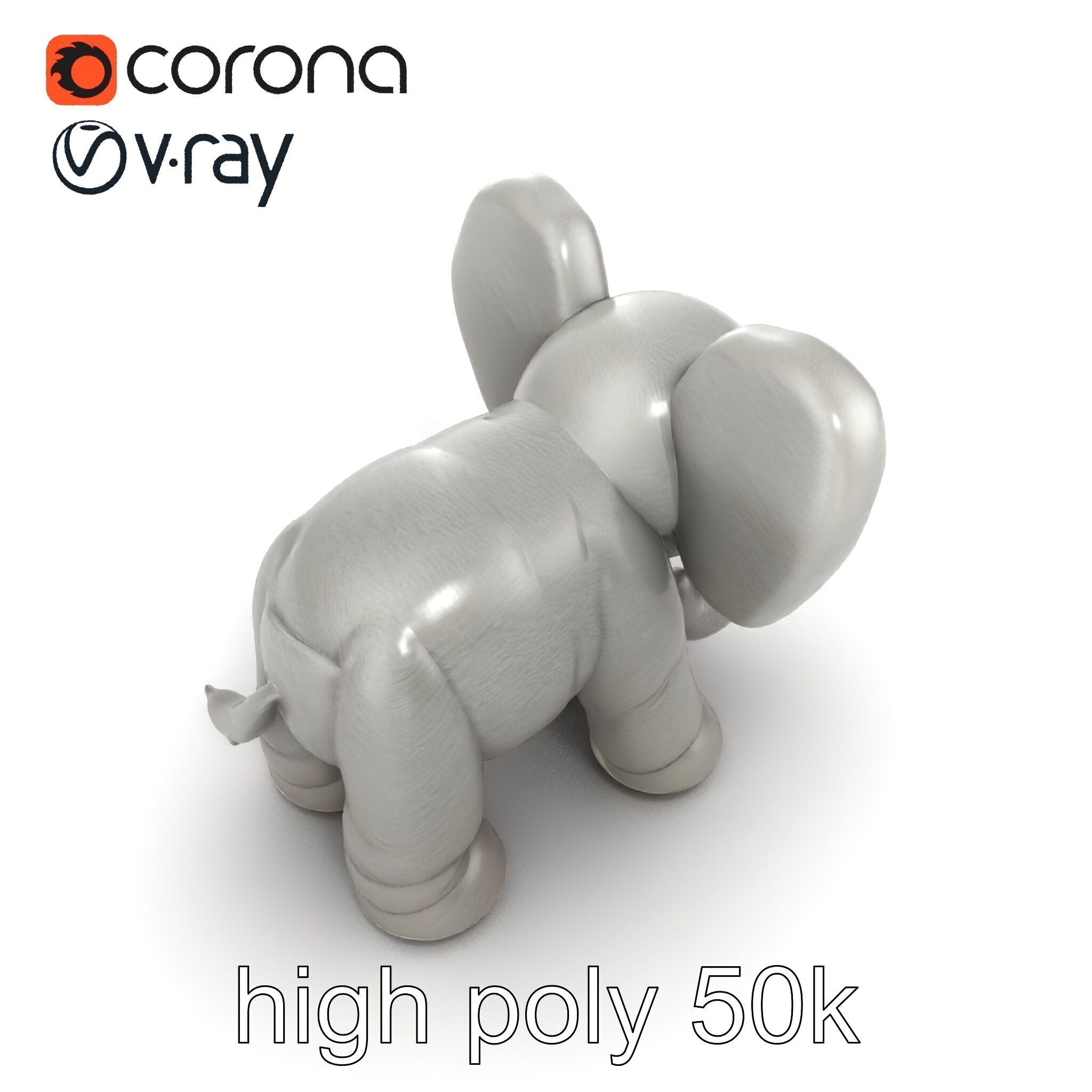 Plush Elephant Toy with Oversized Ears model pack Low-poly 3D model_14