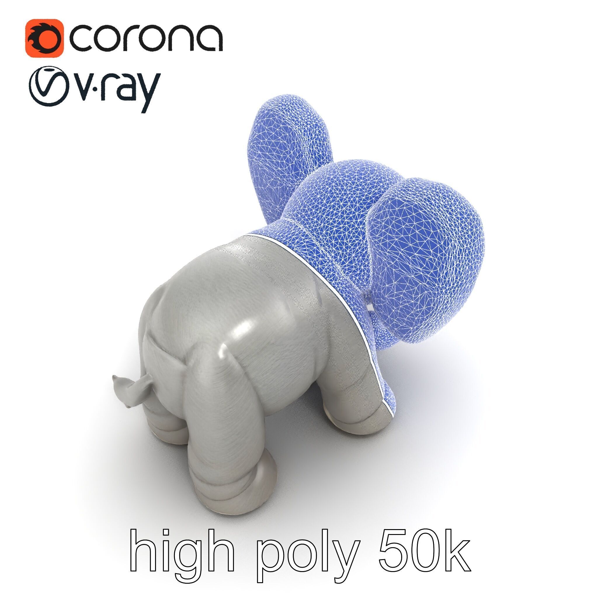 Plush Elephant Toy with Oversized Ears model pack Low-poly 3D model_29