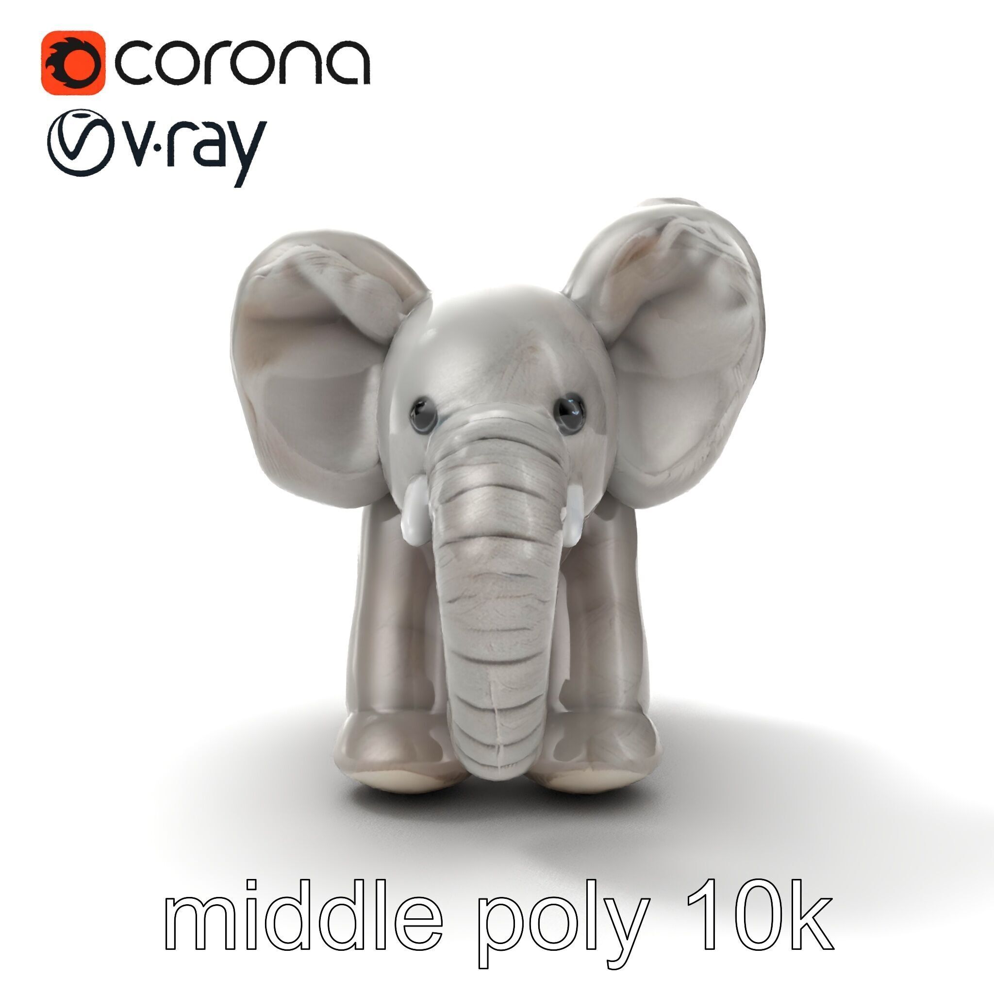 Plush Elephant Toy with Oversized Ears model pack Low-poly 3D model_23