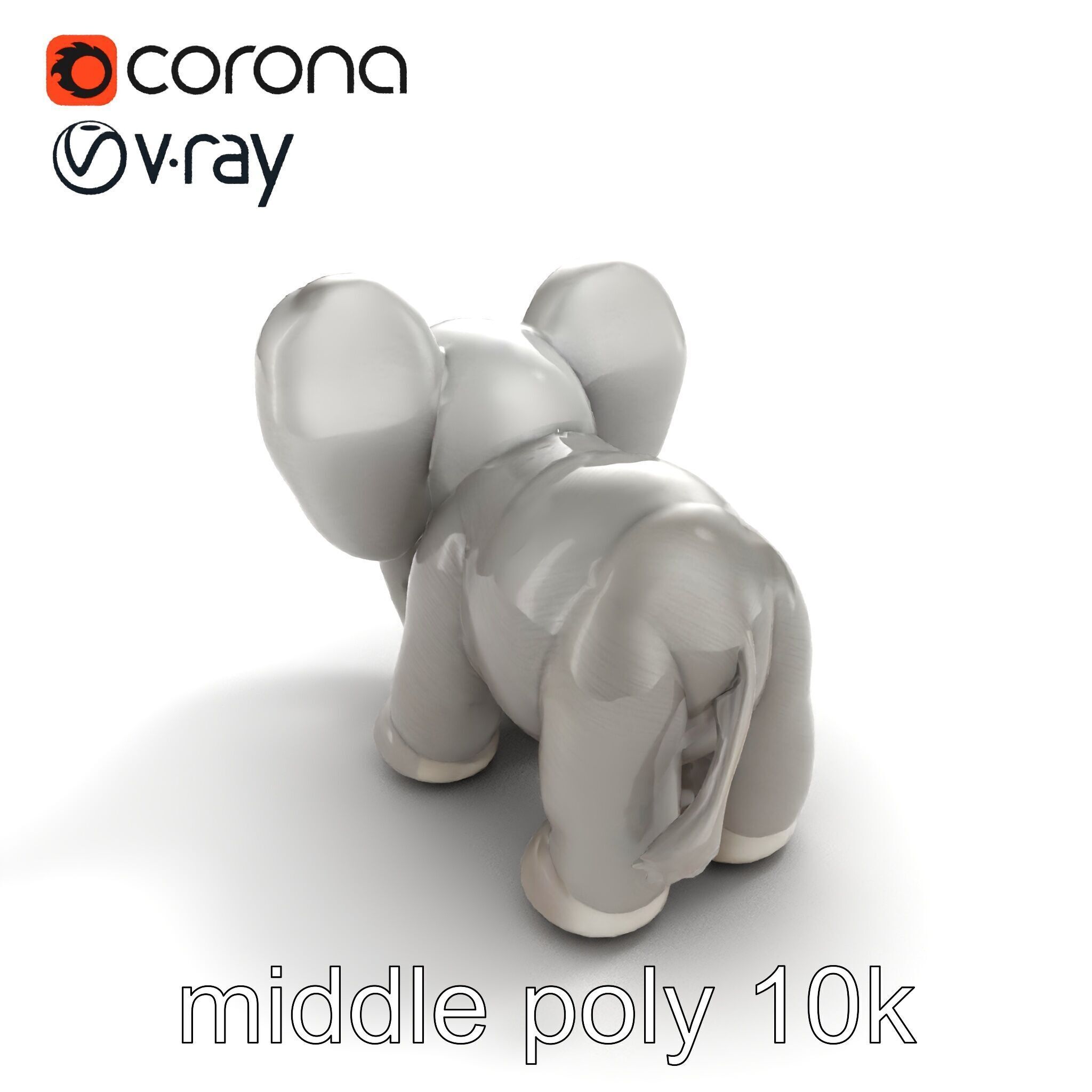 Plush Elephant Toy with Oversized Ears model pack Low-poly 3D model_7