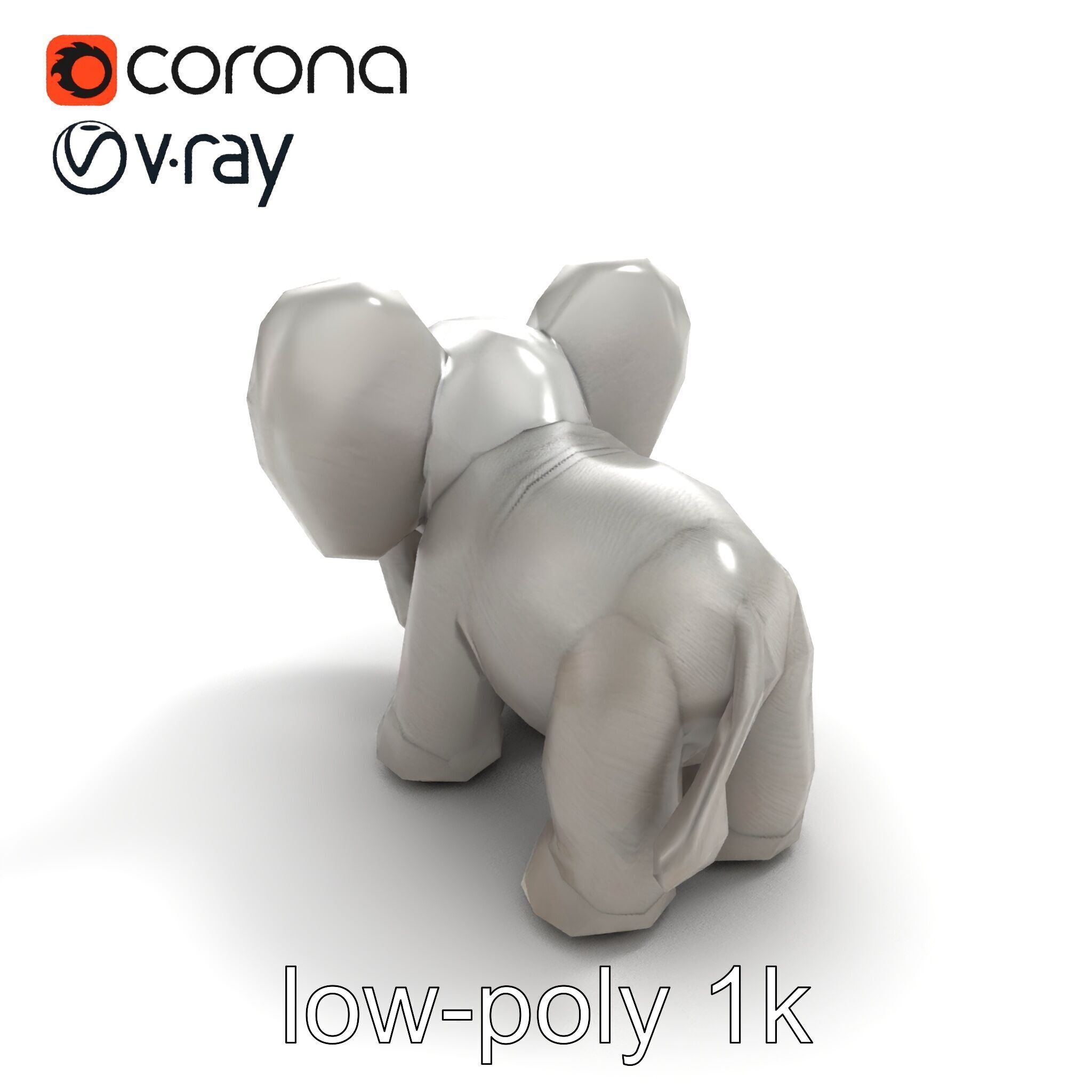 Plush Elephant Toy with Oversized Ears model pack Low-poly 3D model_8