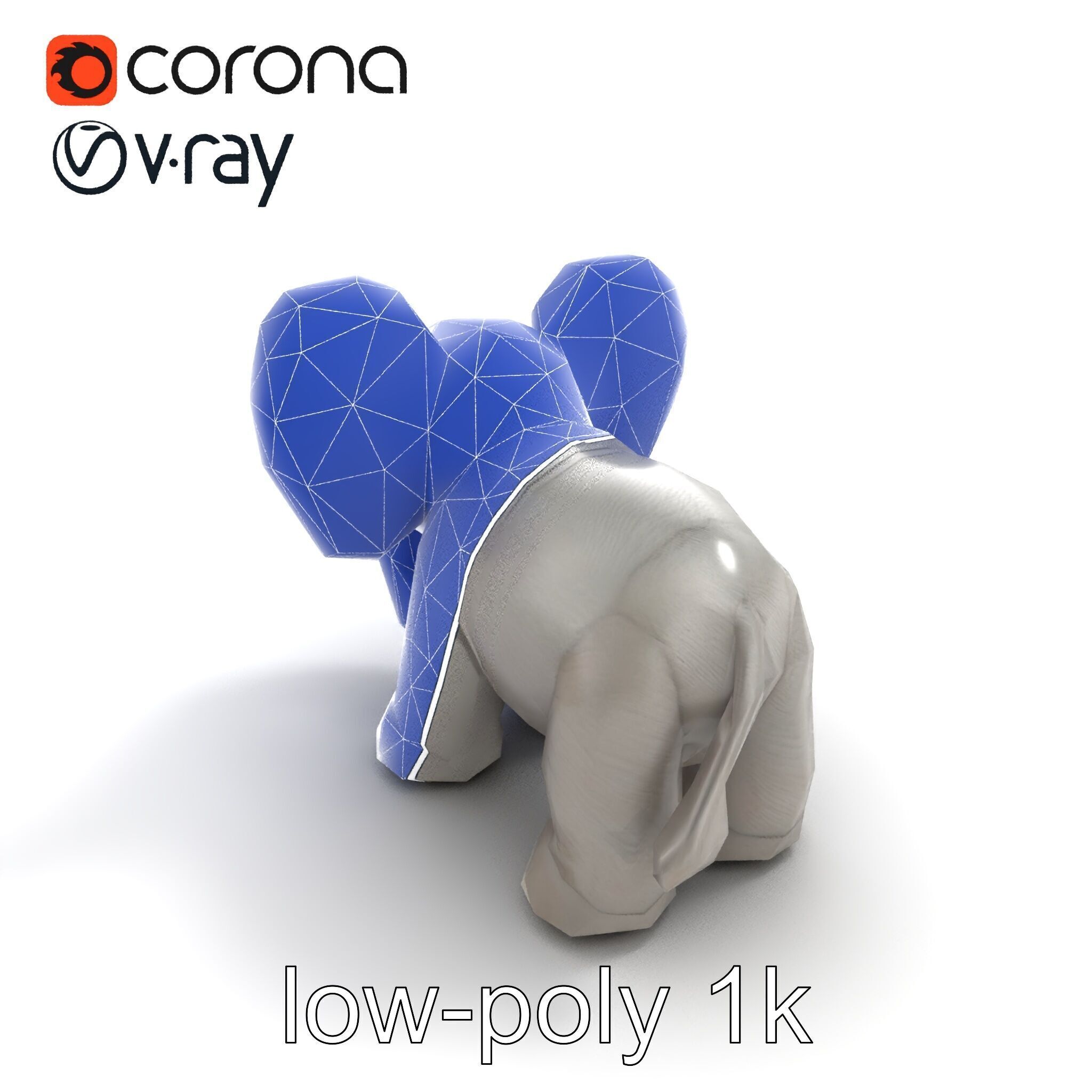 Plush Elephant Toy with Oversized Ears model pack Low-poly 3D model_12