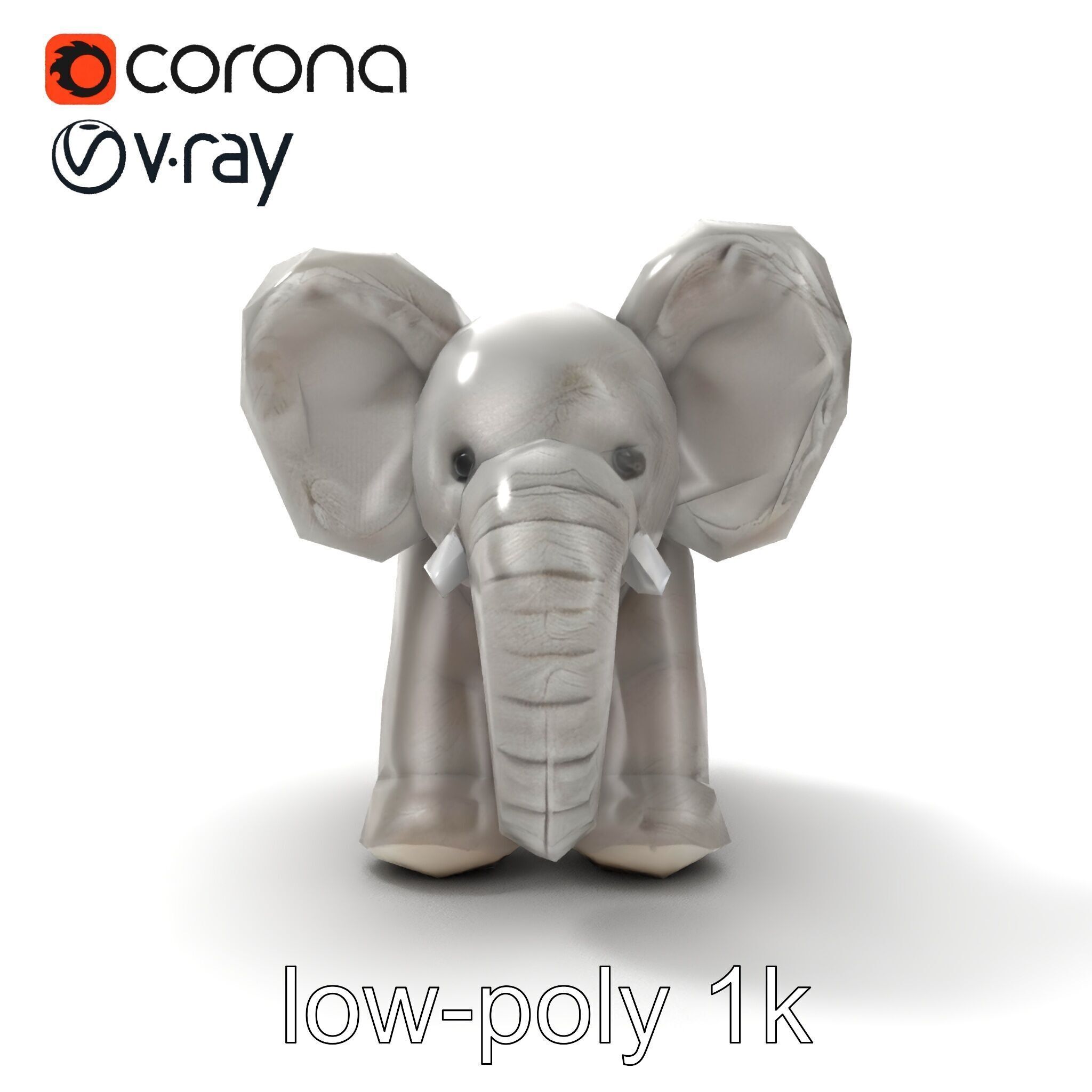 Plush Elephant Toy with Oversized Ears model pack Low-poly 3D model_22