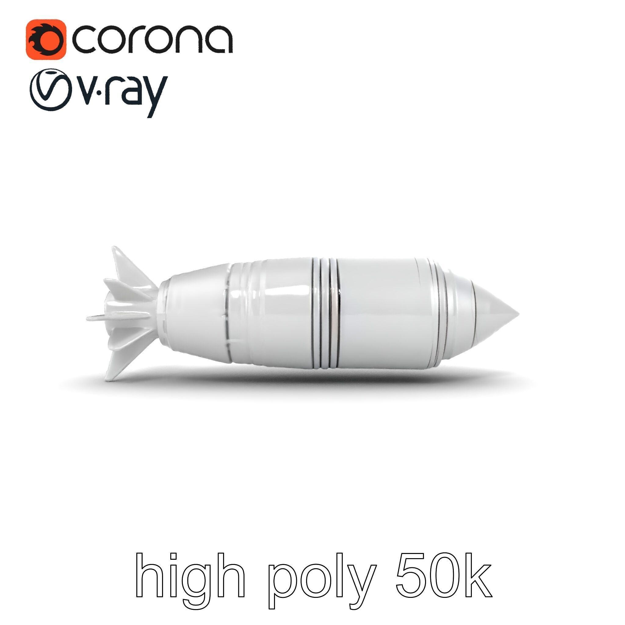 Aerodynamic Silver Missile Bomb model pack Low-poly 3D model_25