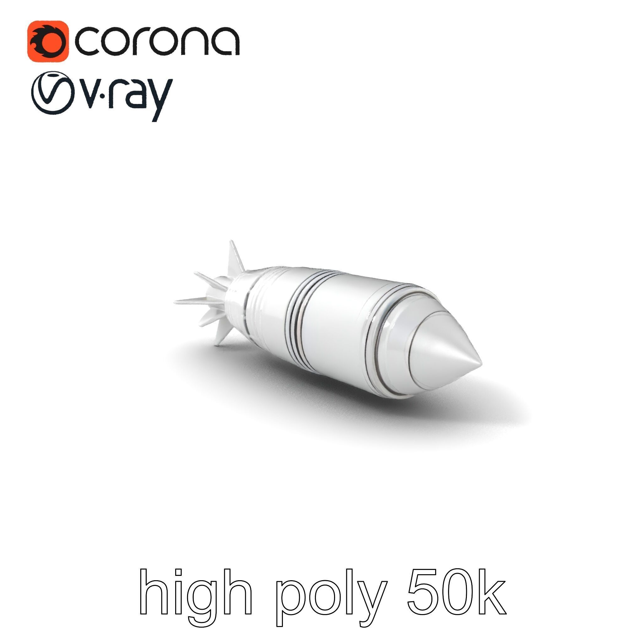 Aerodynamic Silver Missile Bomb model pack Low-poly 3D model_2