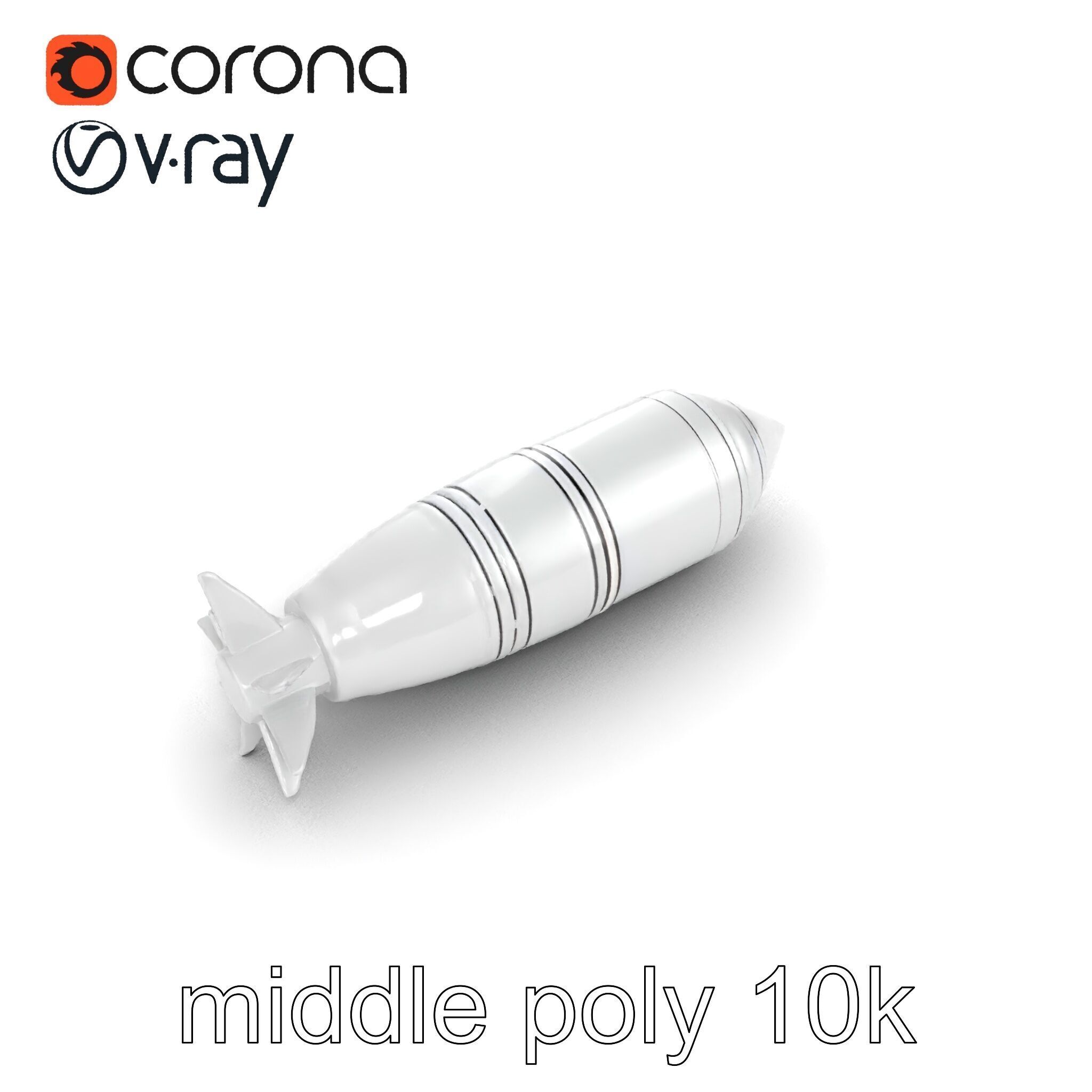 Aerodynamic Silver Missile Bomb model pack Low-poly 3D model_28