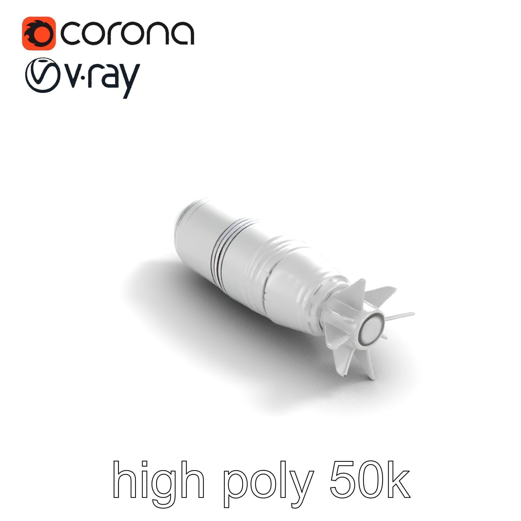 Aerodynamic Silver Missile Bomb model pack Low-poly 3D model_12