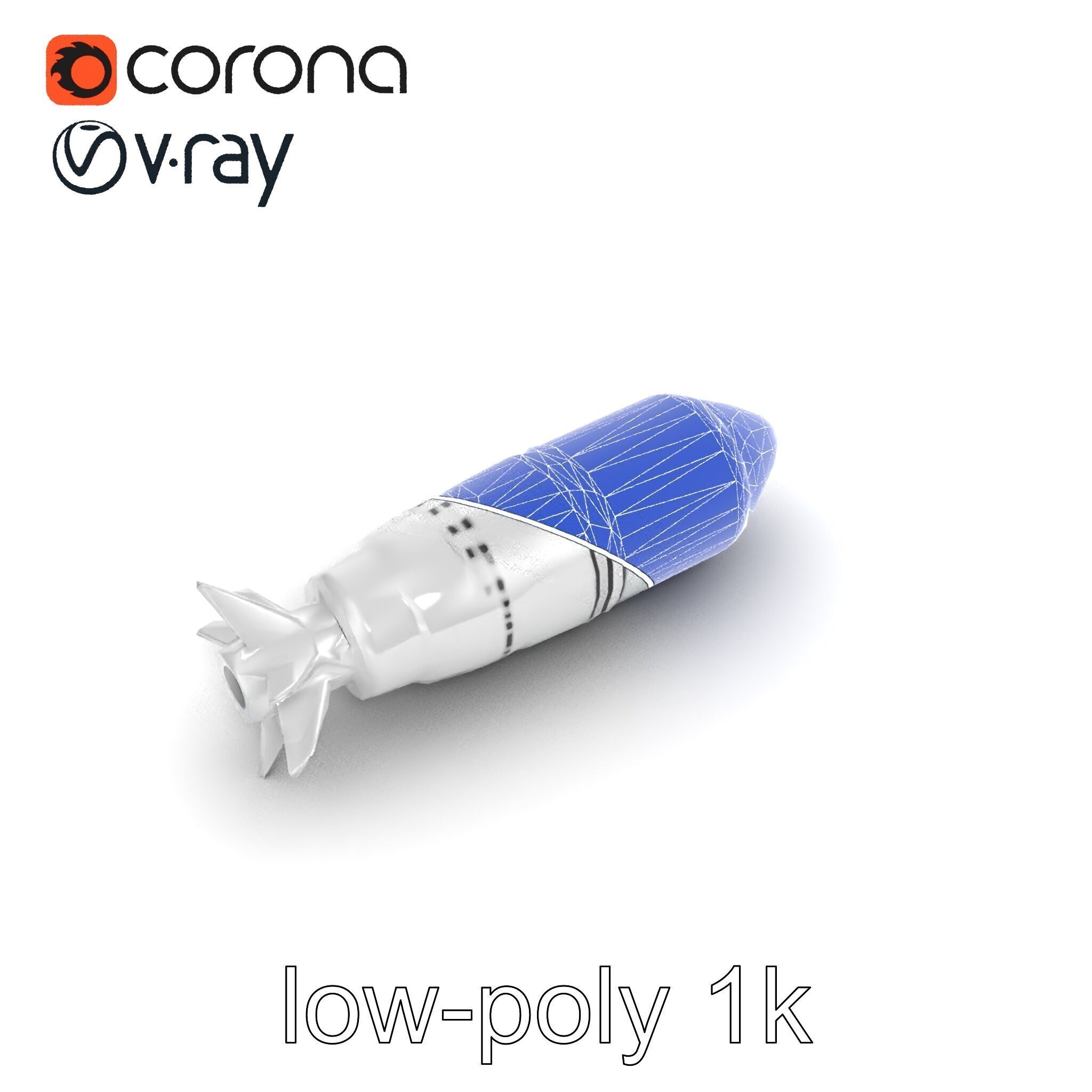 Aerodynamic Silver Missile Bomb model pack Low-poly 3D model_30