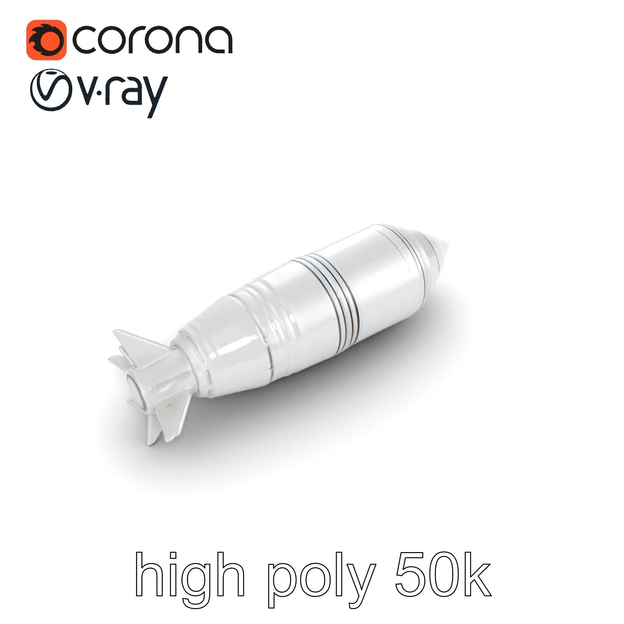 Aerodynamic Silver Missile Bomb model pack Low-poly 3D model_27