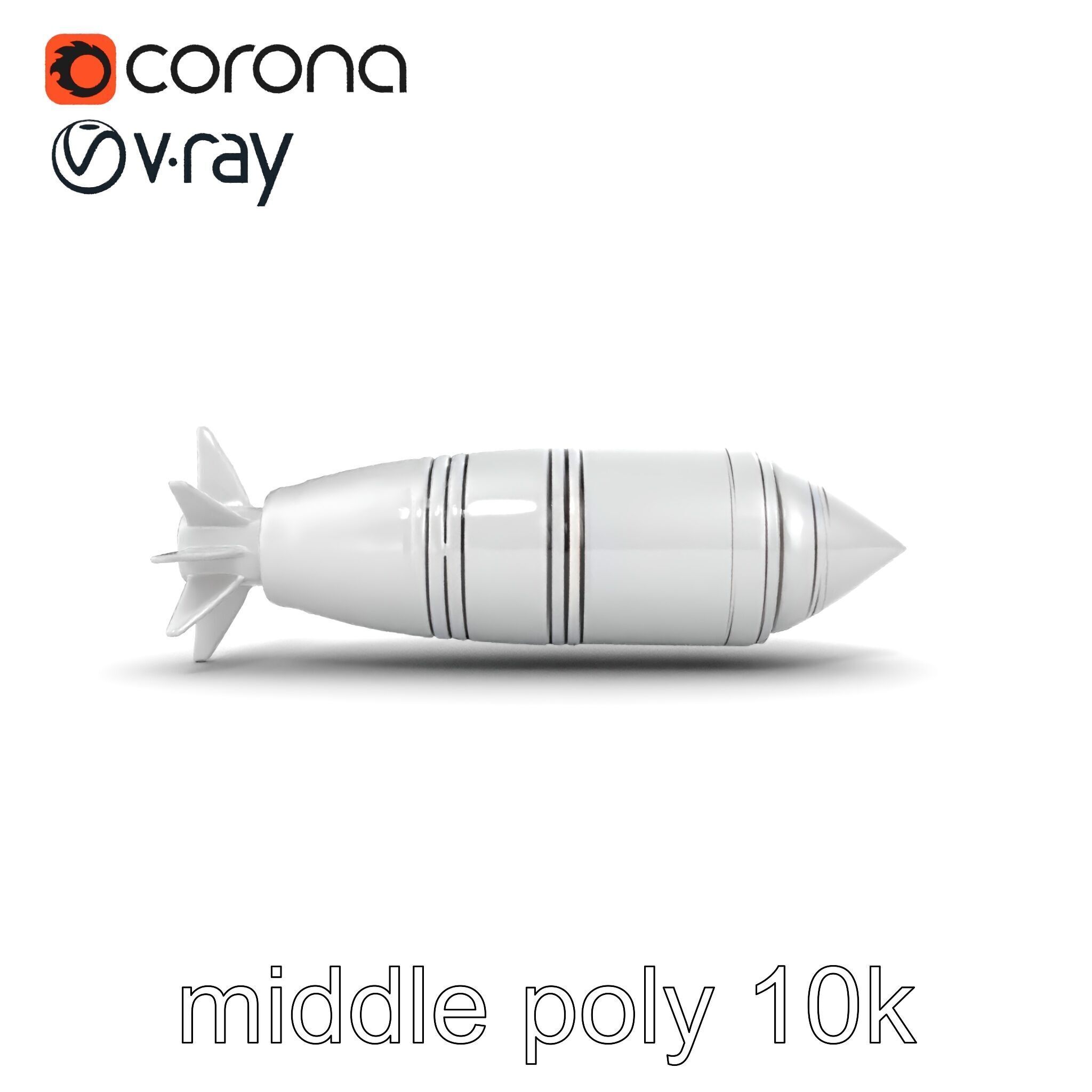 Aerodynamic Silver Missile Bomb model pack Low-poly 3D model_31