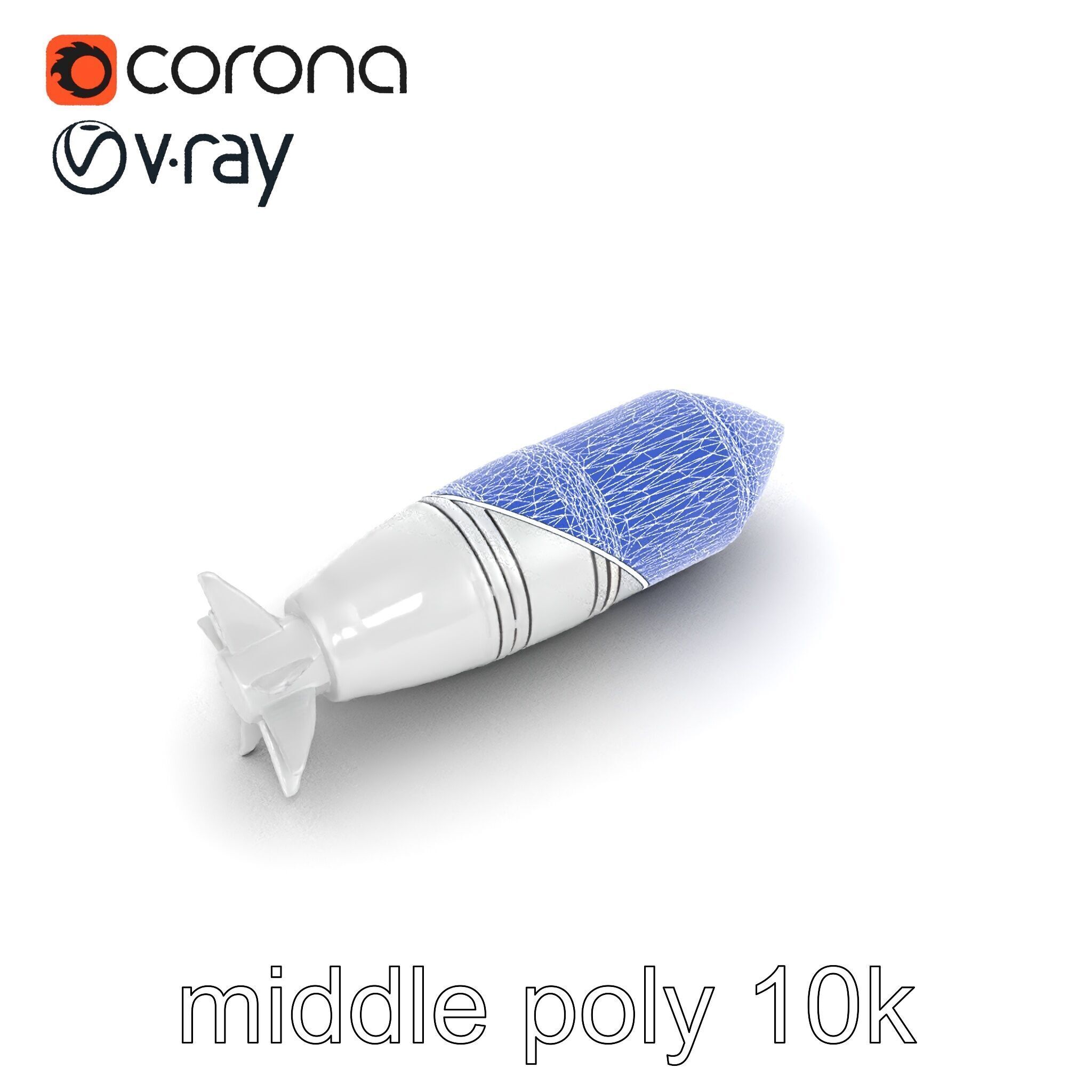 Aerodynamic Silver Missile Bomb model pack Low-poly 3D model_14