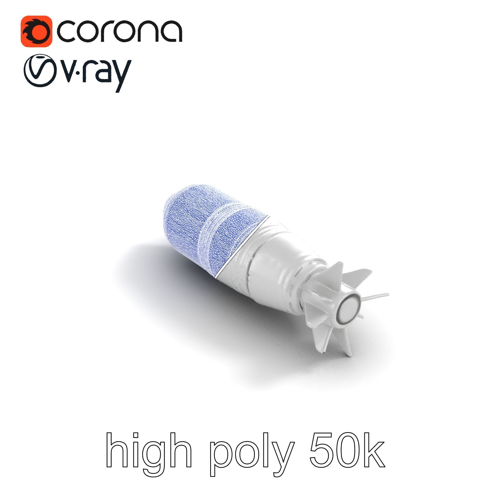 Aerodynamic Silver Missile Bomb model pack Low-poly 3D model_20