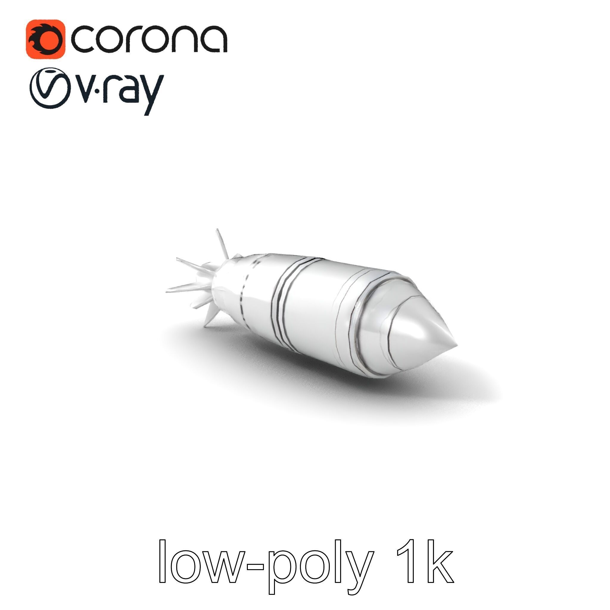 Aerodynamic Silver Missile Bomb model pack Low-poly 3D model_5