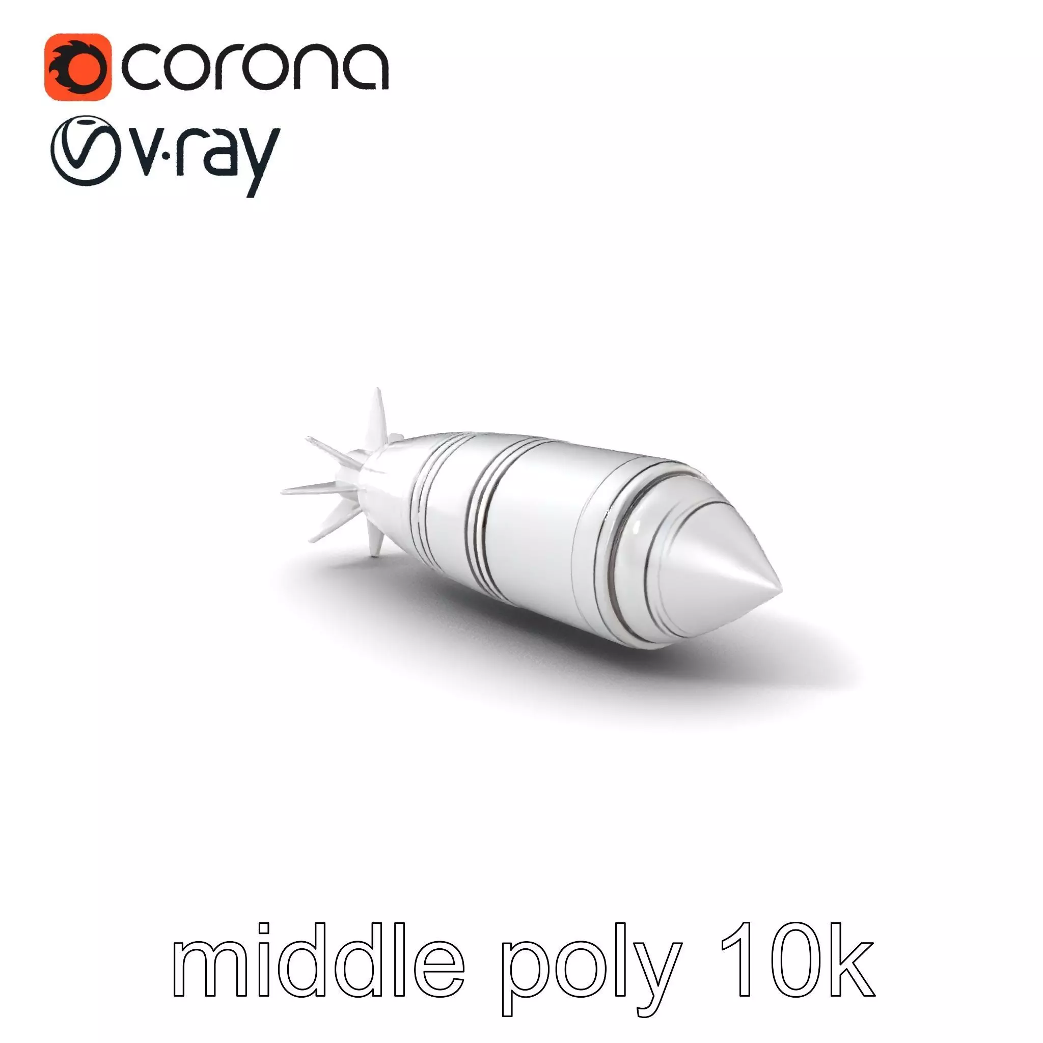 Aerodynamic Silver Missile Bomb model pack Low-poly 3D model_0