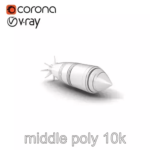 Aerodynamic Silver Missile Bomb model pack Low-poly 3D model